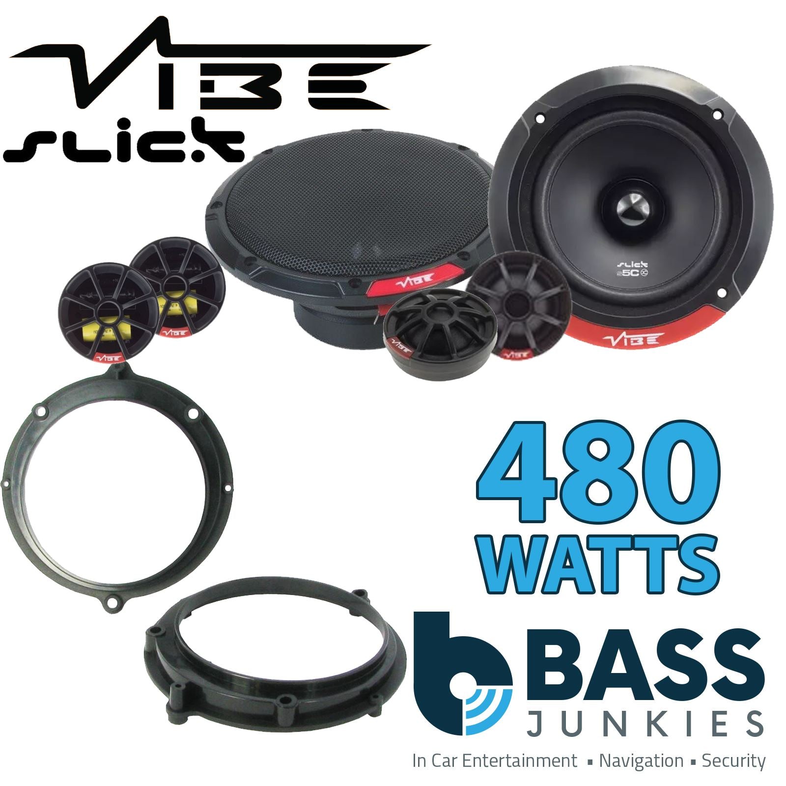 Vibe SLICK5C-V7 2-Way 130mm/13cm/5.25" Component Speakers (Per Pair 480 Watts) Fits Audi A4 1994-00