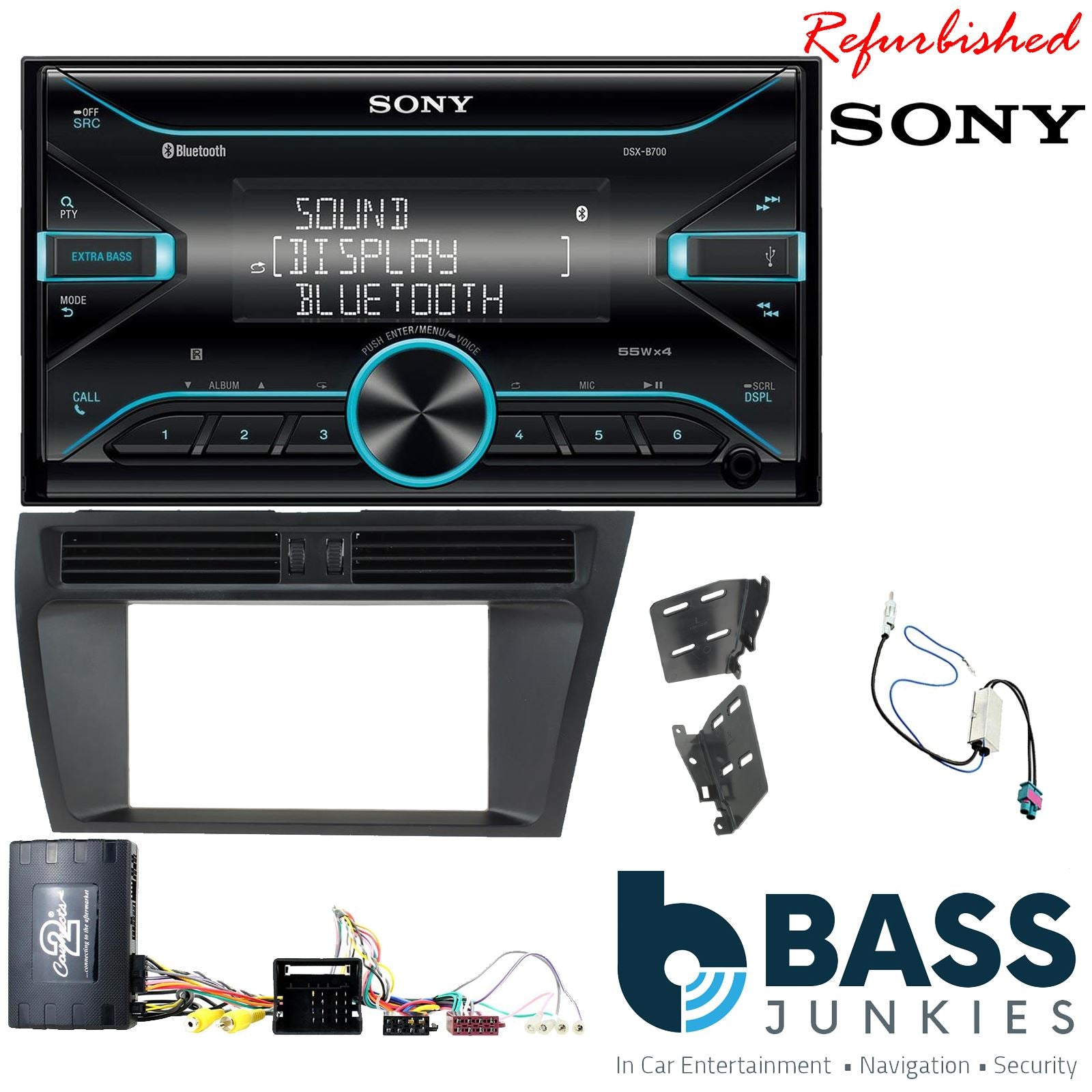 Sony DSX-B700 Bluetooth MP3 USB AUX 4 x 55W Double Din Car Stereo Radio Player + CTK Fitting Kit fits Audi A5 2008-2016