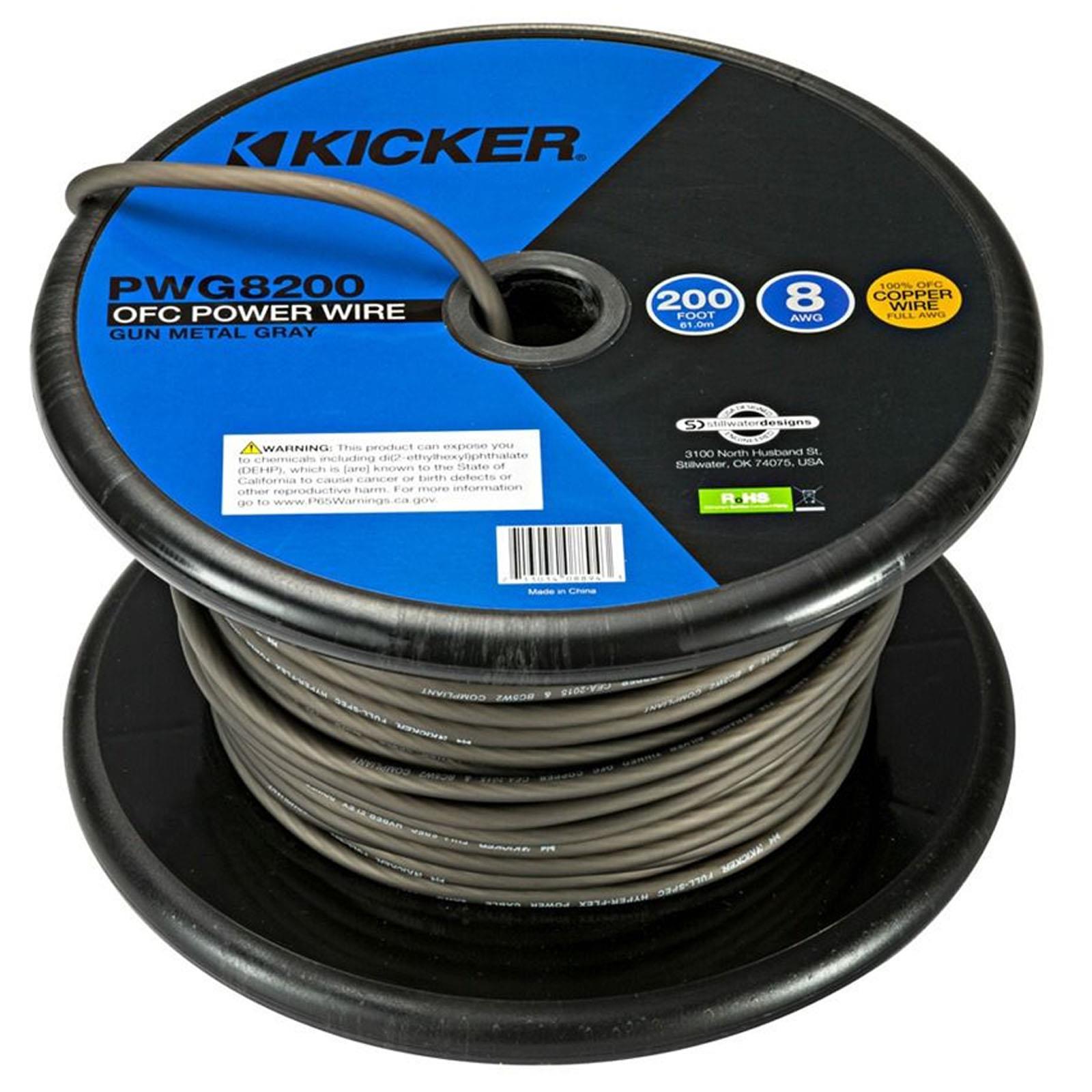 Kicker KA46PWG8200 - 8 AWG 60m 200ft Premium OFC Grey Power & Ground Cable