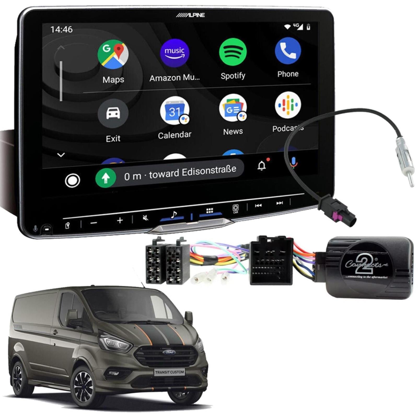 Ford Transit Custom 2018 Alpine 9" DAB Bluetooth CarPlay Android Car Screen Kit