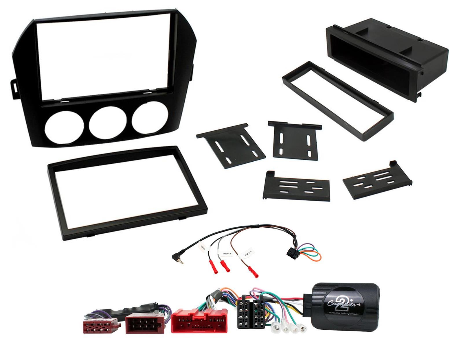 Connects2 CTKMZ02 - Mazda Miata 2006 - 2008 Single Din or Double Din Fascia & Steering Wheel Interface Installation Kit