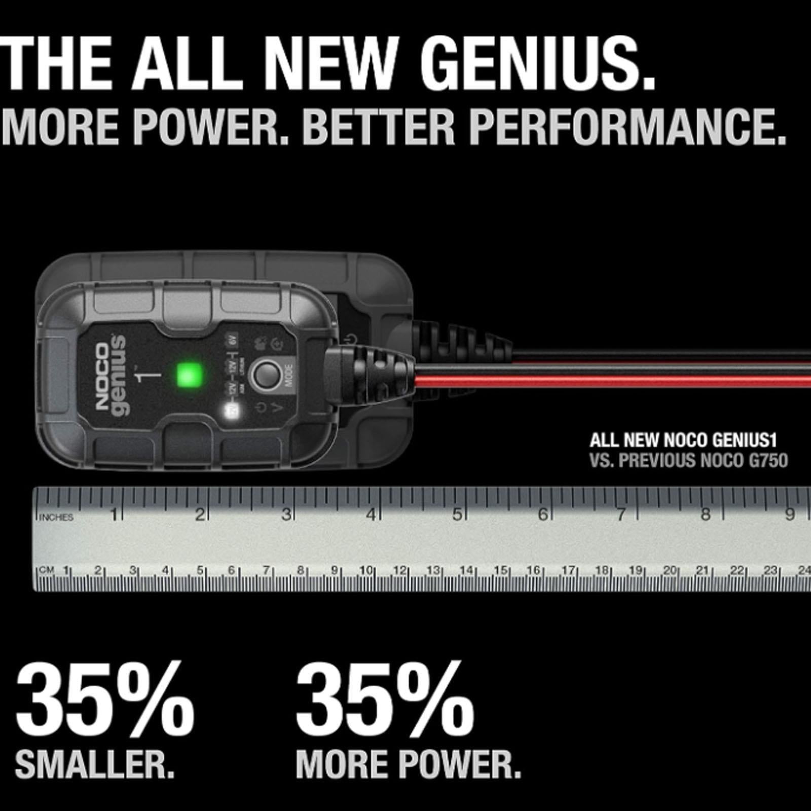 NOCO GENIUS1UK - 1A Smart Battery Charger 6V 12V Lithium AGM EFB Gel