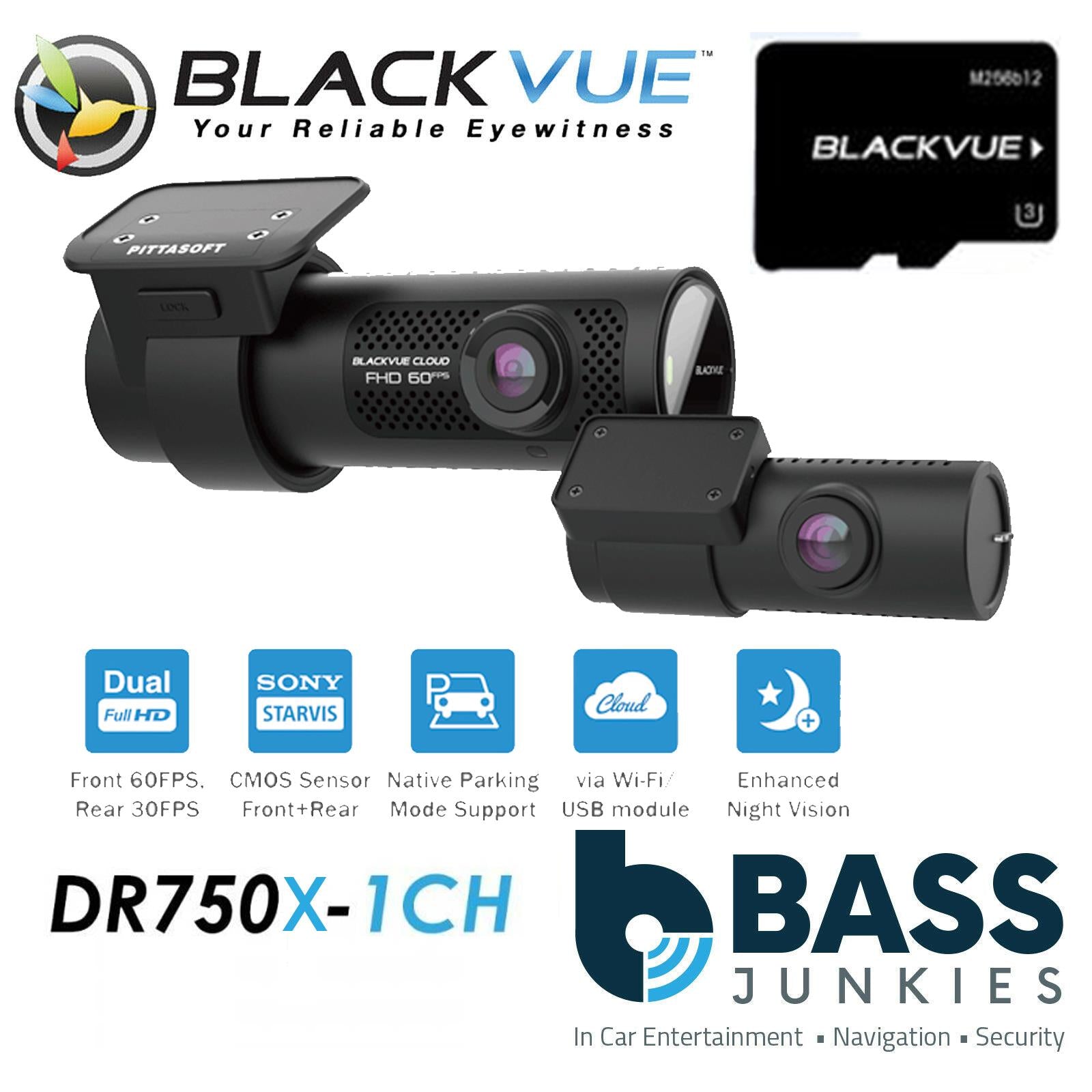 Blackvue DR750X 2CH 256GB GPS Full HD 1080p Wide Font&Rear Car Dash Camera WIFI Cloud @30fps Rear Camera @60fps Front Camera