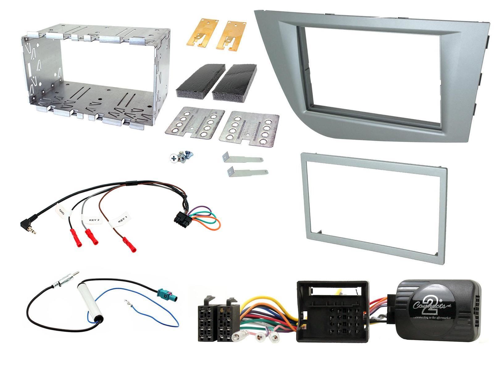 Double Din Stereo Fitting Kit + Steering Wheel Stalk Controls to fit Seat Leon 2005-12