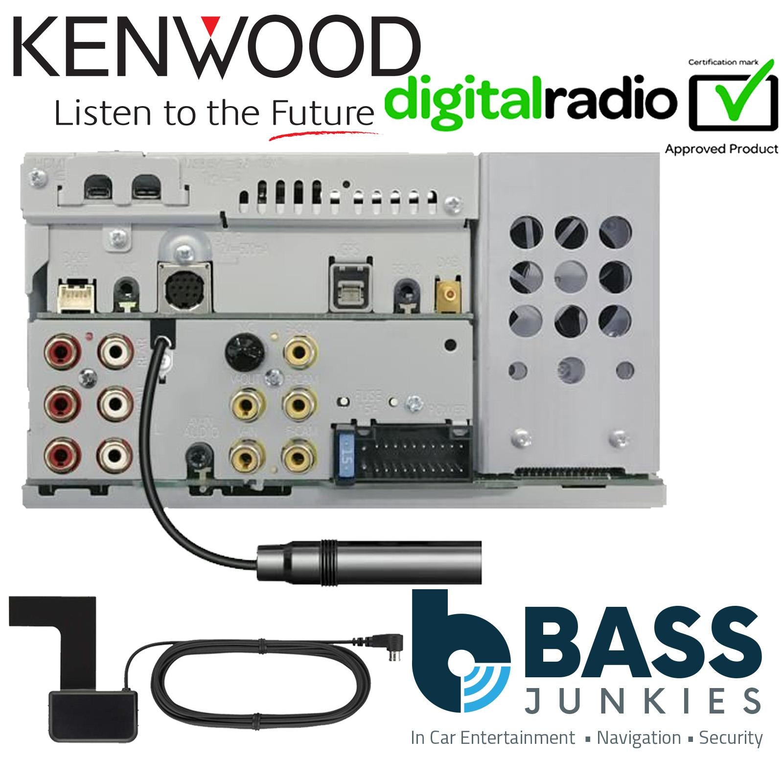 Kenwood DMX8021DABS 7" Screen CarPlay Android Bluetooth DAB+ Car Stereo & Aerial