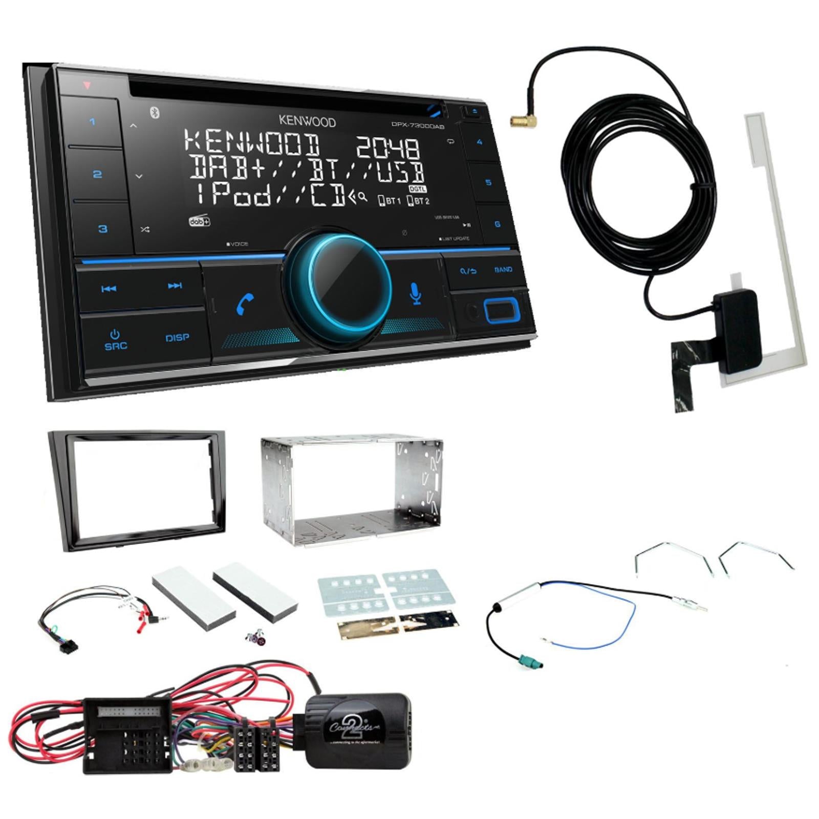 Kenwood DPX-7300DAB + Connects2 Double Din + Steering Wheel Controls fits Vauxhall Corsa 2009-14