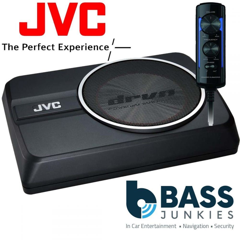 JVC CW-DRA8 - 250 Watts 8" Active Underseat / Under Seat Car Sub Box / Subwoofer & Amplifier