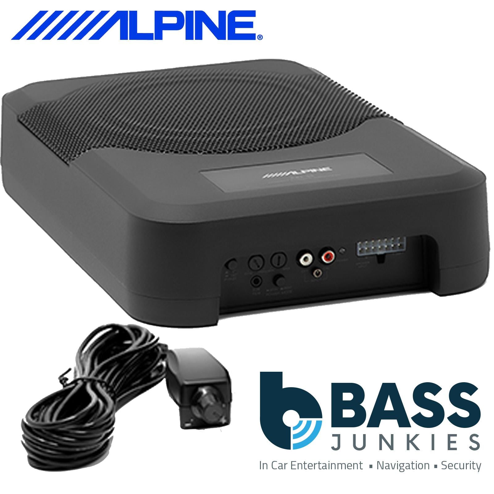 Alpine PWE-S8 - 8" 20cm 240 Watts Quad-Coil Underseat Car Subwoofer Bass Box & Wired Remote