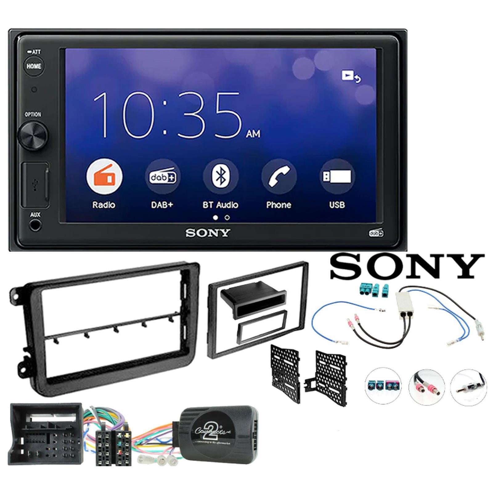 Sony 6.2" Screen Bluetooth|DAB Double Din + Fitting Kit - to fit VW Tiguan 2015-15 | VW Amarok 2016-21 | VW Crafter 2017-21 | VW Caddy 2015-20 | VW Beetle 2015- | VW Jetta 2011-18 | VW Transporter T6 2015- | VW Scirocco 2015-17 | VW Grand California 2017-