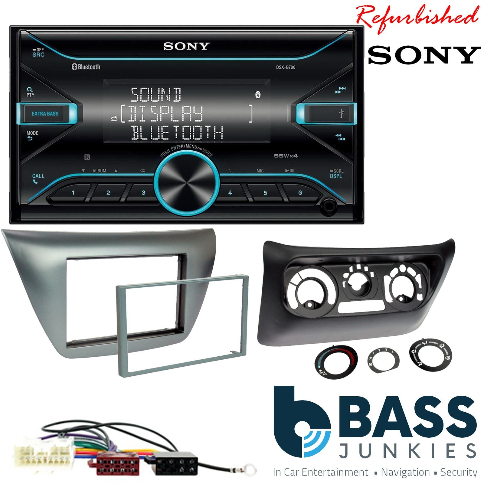 Sony DSX-B700 Bluetooth MP3 USB AUX 4 x 55W Double Din Car Stereo Radio Player + Connects2 Double Din + Steering Wheel Controls fits Mitsubishi Lancer 2004-08|EVO 2004-08