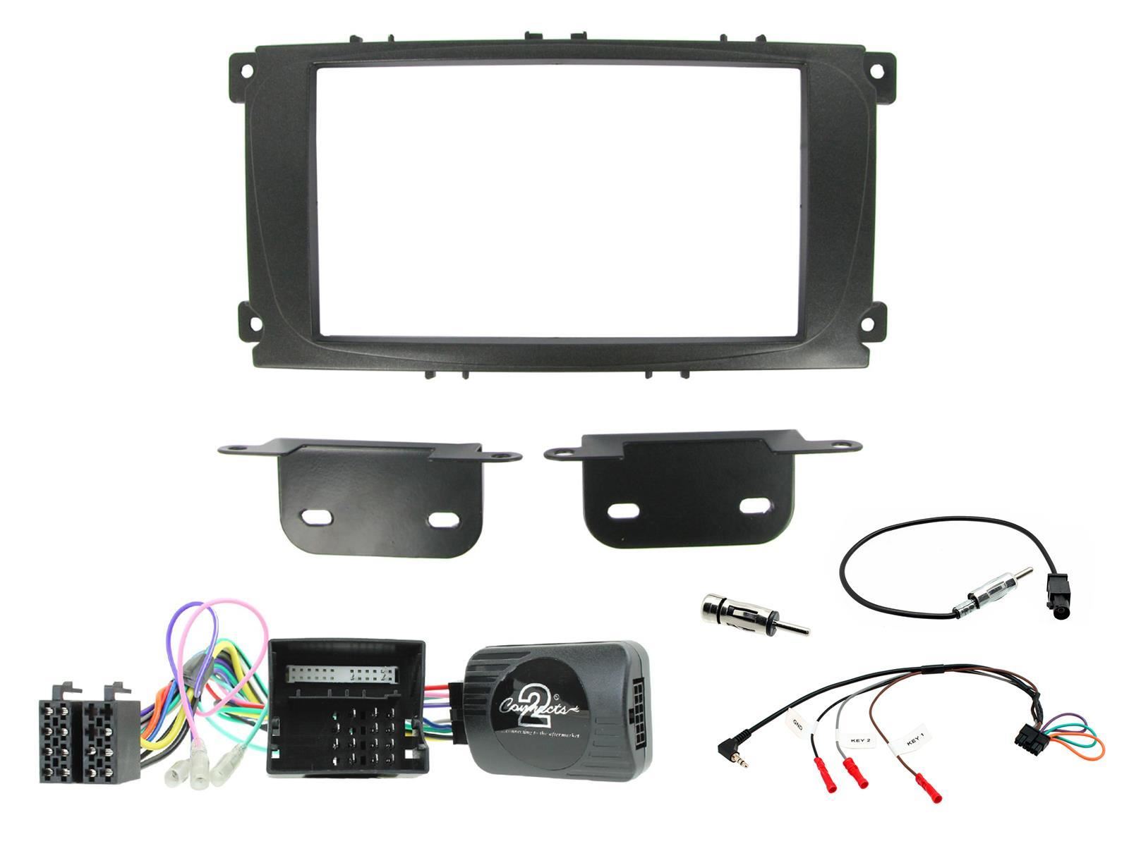 Connects 2 CTKFD24 - Ford Focus 2008 - 2011 Double Din Facia & Steering wheel Interface Fitting Installation Kit (Black Facia Panel)