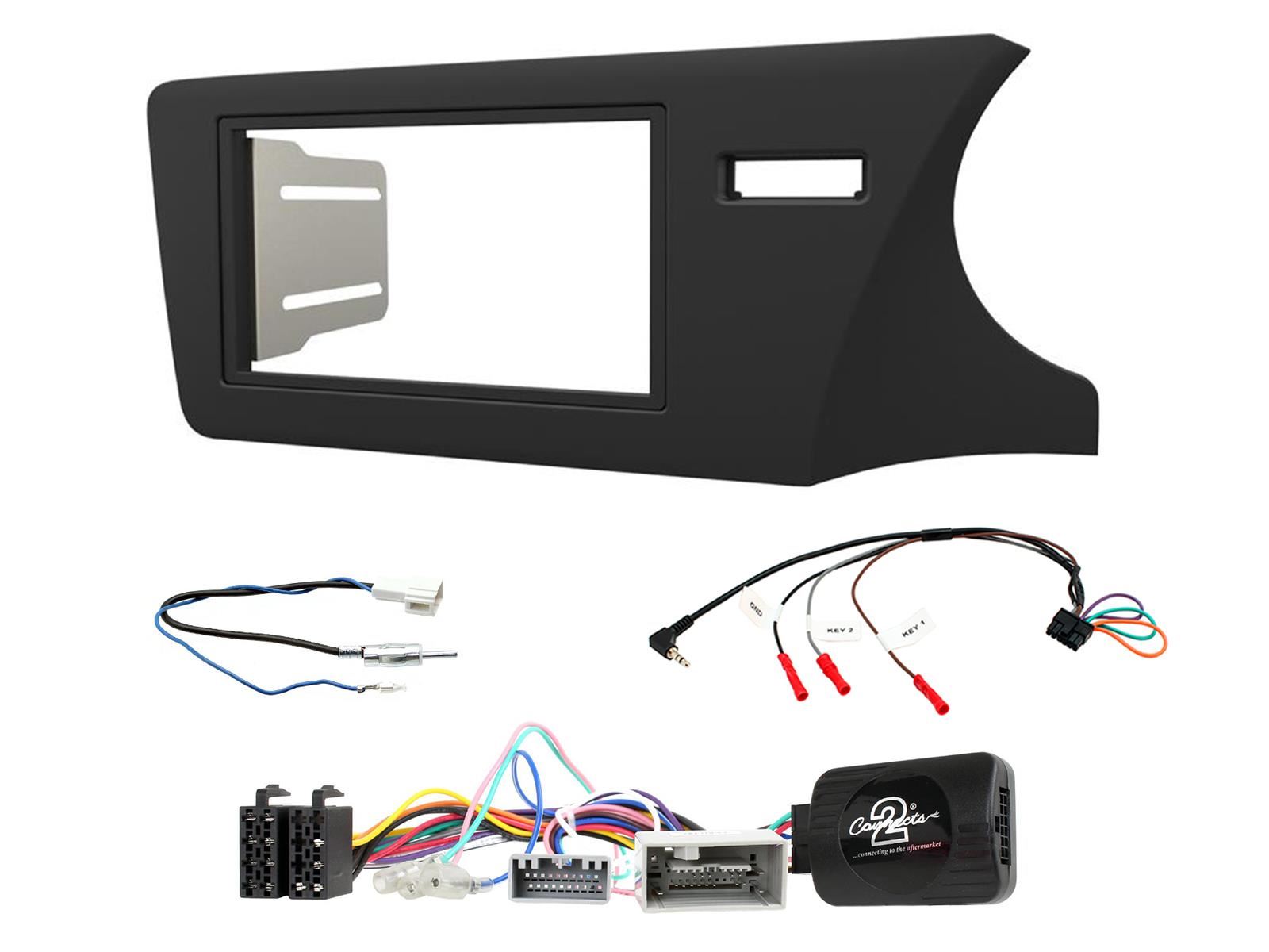 Double Din Stereo Fitting Kit + Steering Wheel Stalk Controls to fit Honda City 2014-