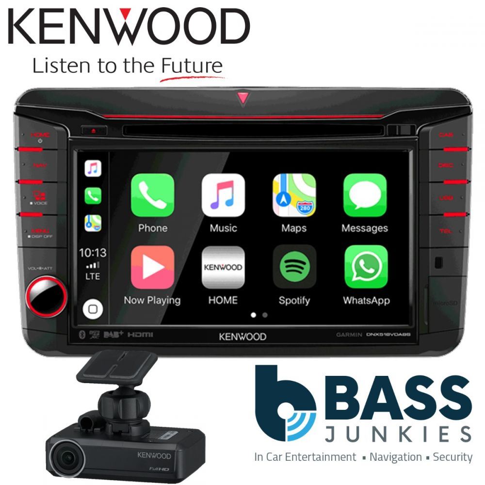 Kenwood DNX-518VDABS - 6.8” AV Navigation System Smartphone Bluetooth DAB+ Car Stereo Screen & Dash Camera