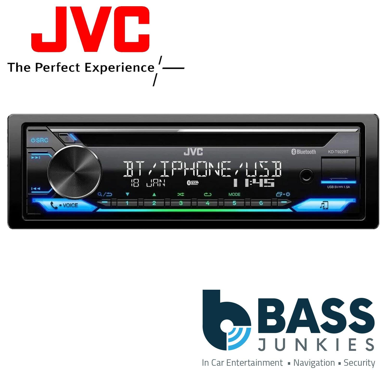 JVC KD-T922BT Bluetooth CD MP3 Front Aux USB iPhone Car Stereo Radio Player