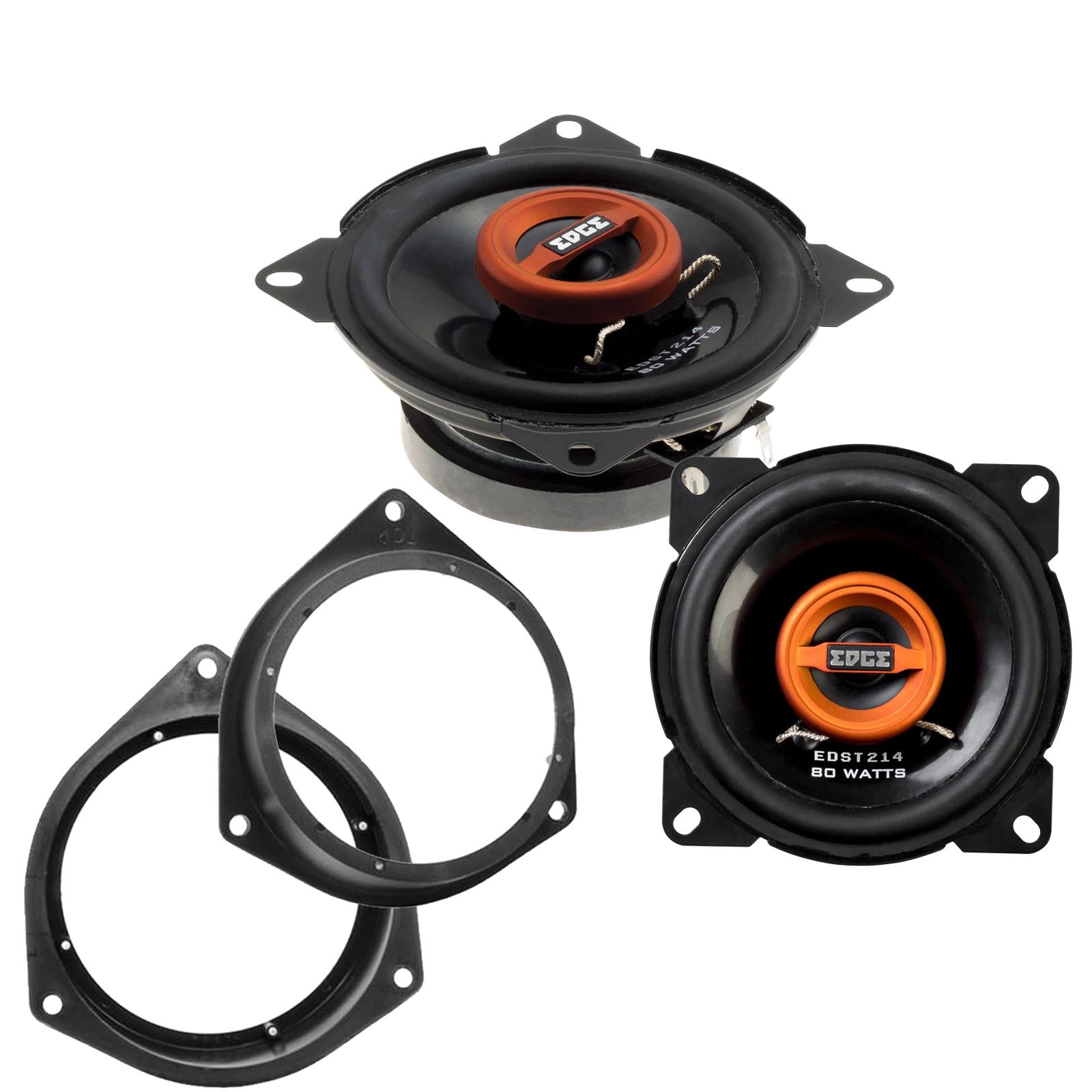 Edge EDST214 100mm/10cm/4" 2-Way Coaxial Car speakers (Per Pair Max 160|40 watts RMS) Fits Fiat Qubo 2008-18 | Fiorino 08-21