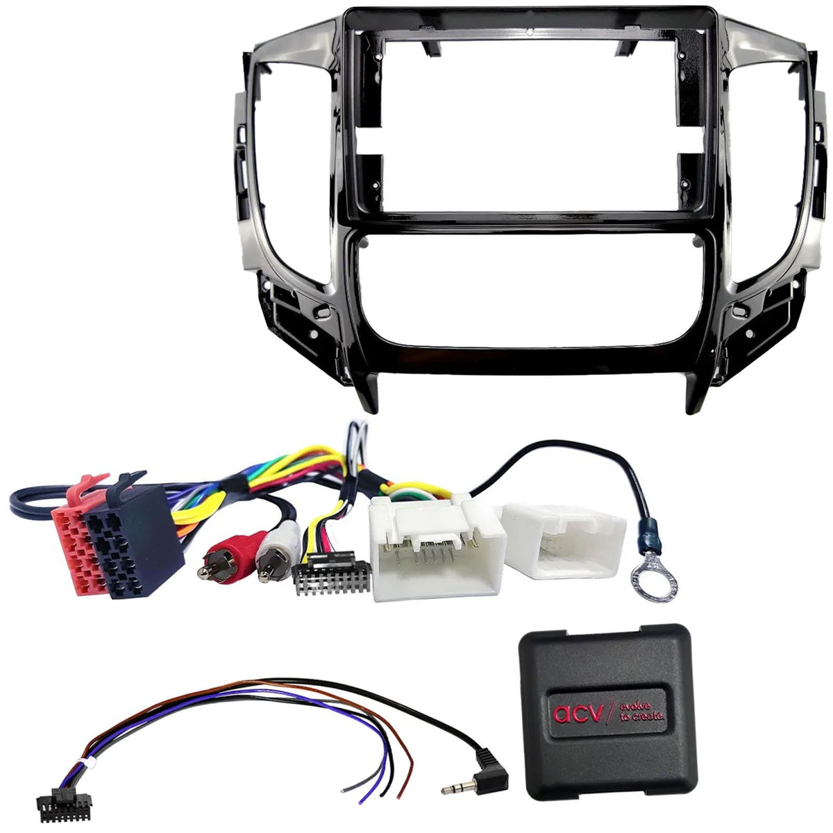 For Mitsubishi Triton 2015-22 Fascia Panel & Steering Wheel Interface For 9" Android Car Stereo