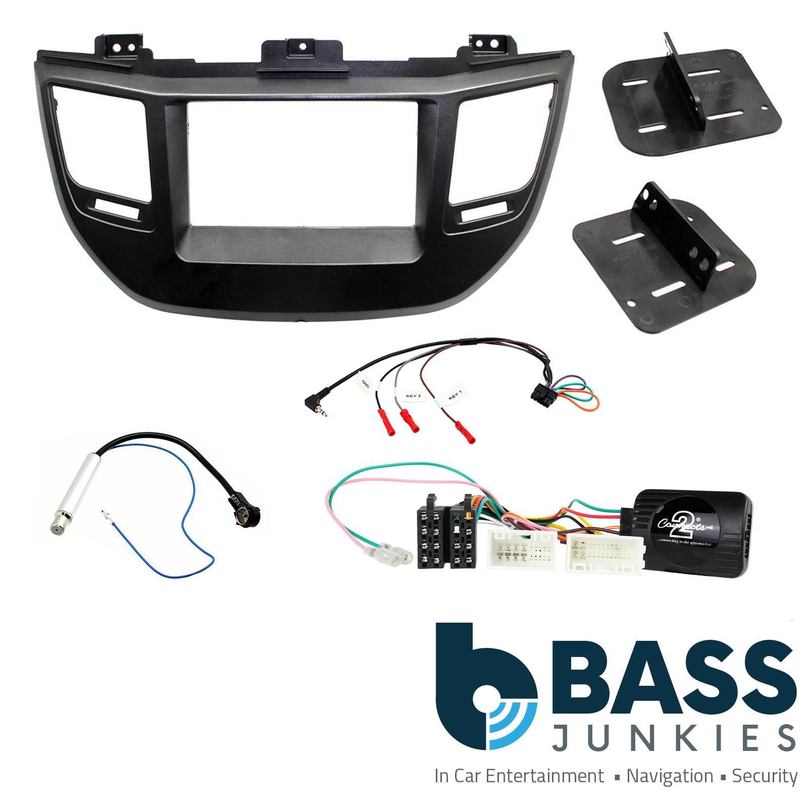 Connects2 Double Din Stereo fitting kit for LHD (left had drive) Hyundai Tucson 2015-2021 Vehicle Specific Stereo Screen Steering Controls Fitting Kit
