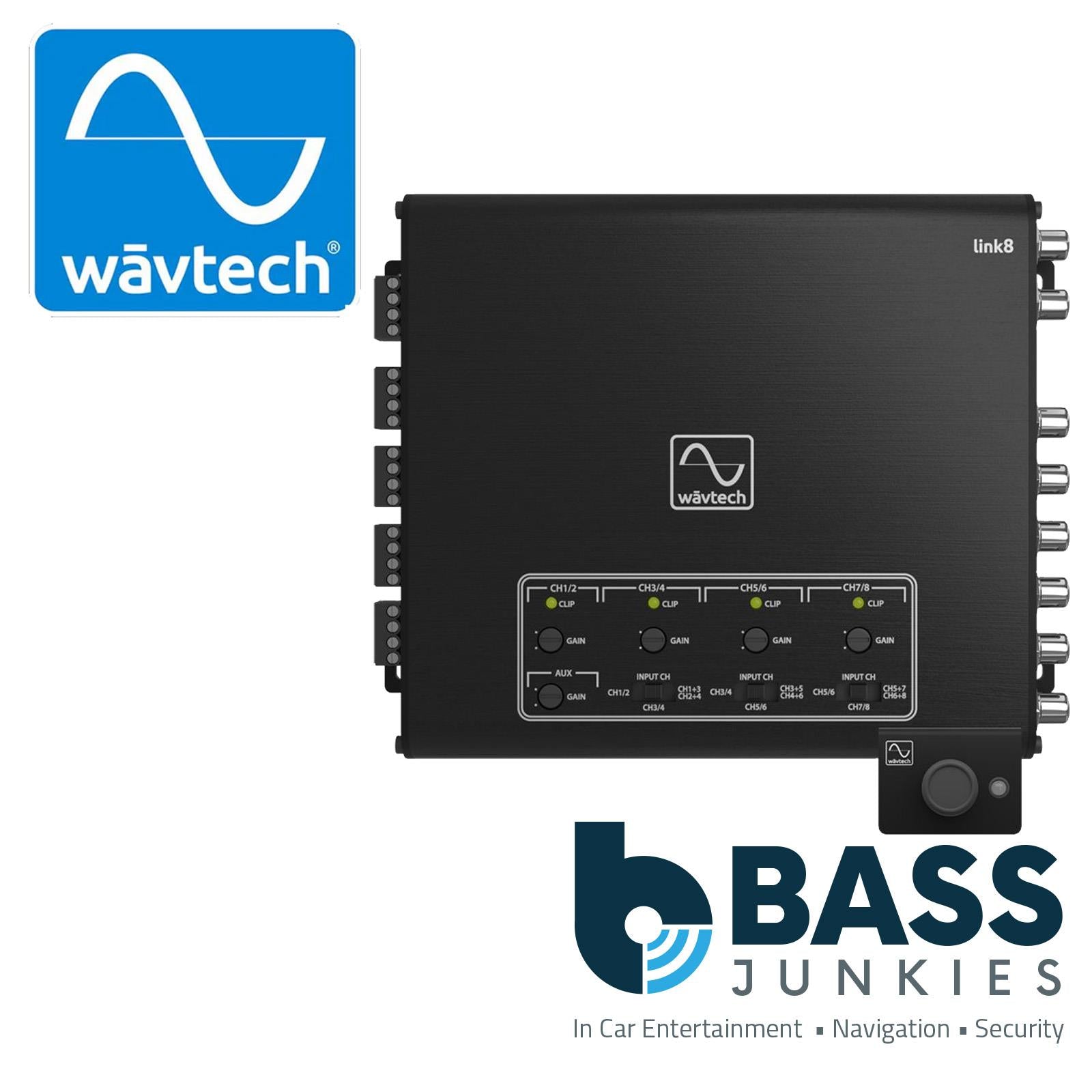 WavTech LINK8 8-Channel Line Out Converter & AUX Input Signal Summing & Remote