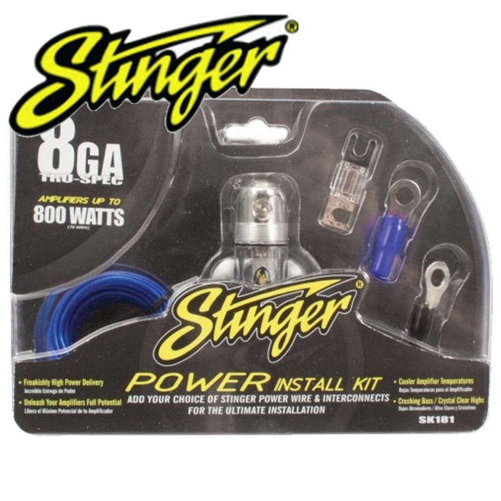 Stinger SK181 8 Gauge Car Installation Kit With MIDI Fuse Holder