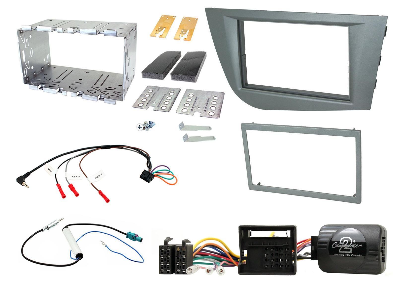 Connects2 CTKST05 - Seat Leon 2005 - 2012 Double Din Fascia & Steering Wheel Interface Installation Kit