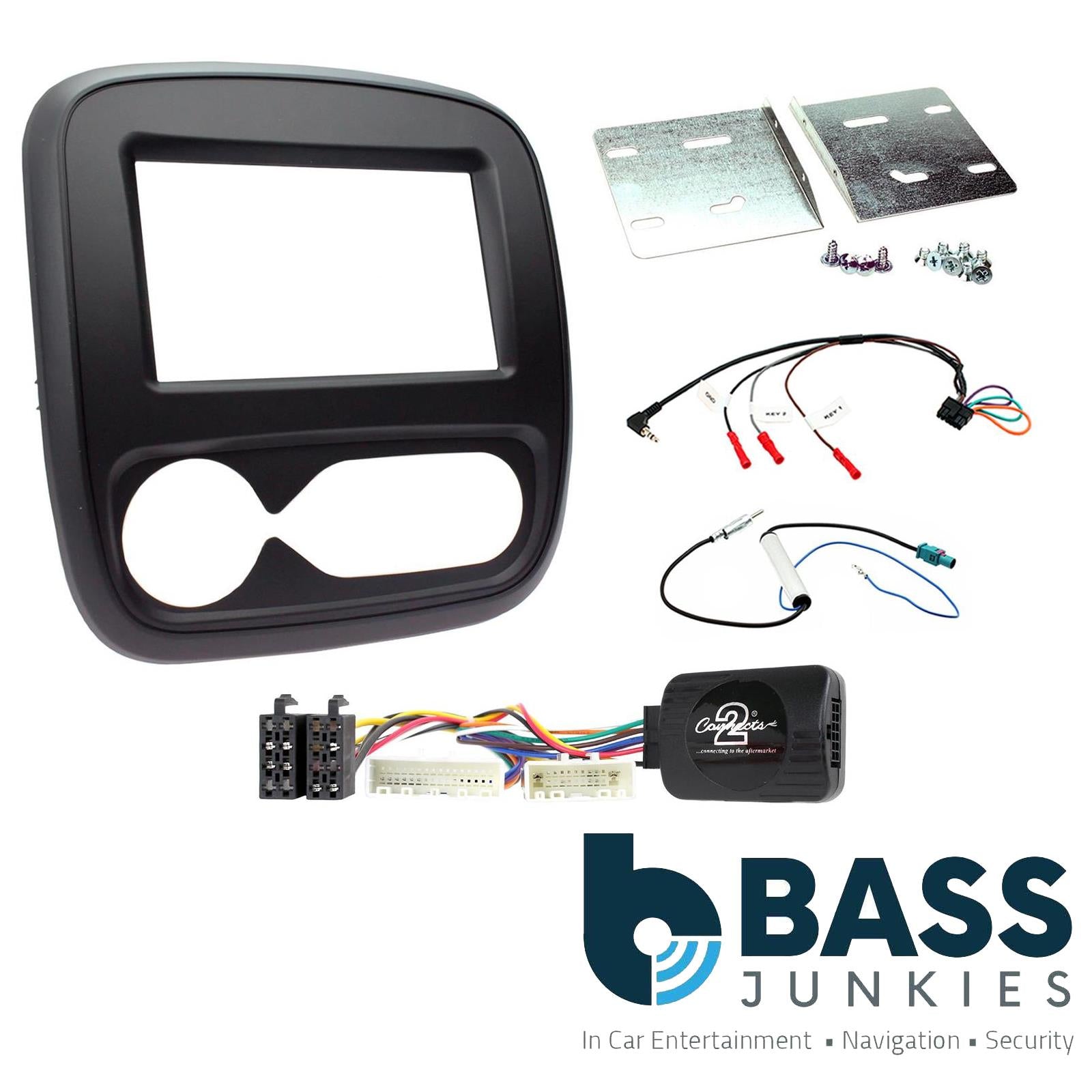 Double Din Stereo Fitting Kit + Steering Wheel Stalk Controls to fit Vauxhall Vivaro 2014- | Opel Vivaro 2014-