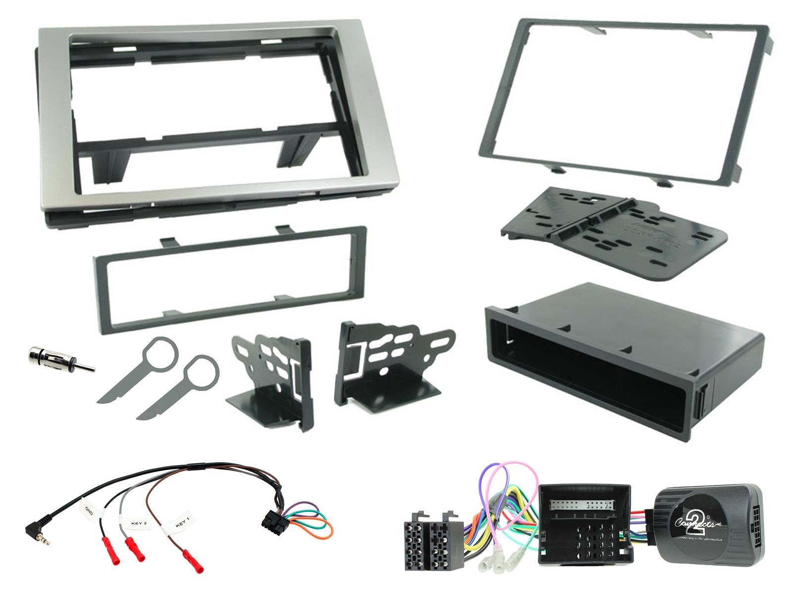 Connects 2 CTKFD22 - Ford Fiesta 2005 - 2008 Single Din or Double Din Facia & Steering wheel Interface Fitting Installation Kit (Silver Facia Panel)