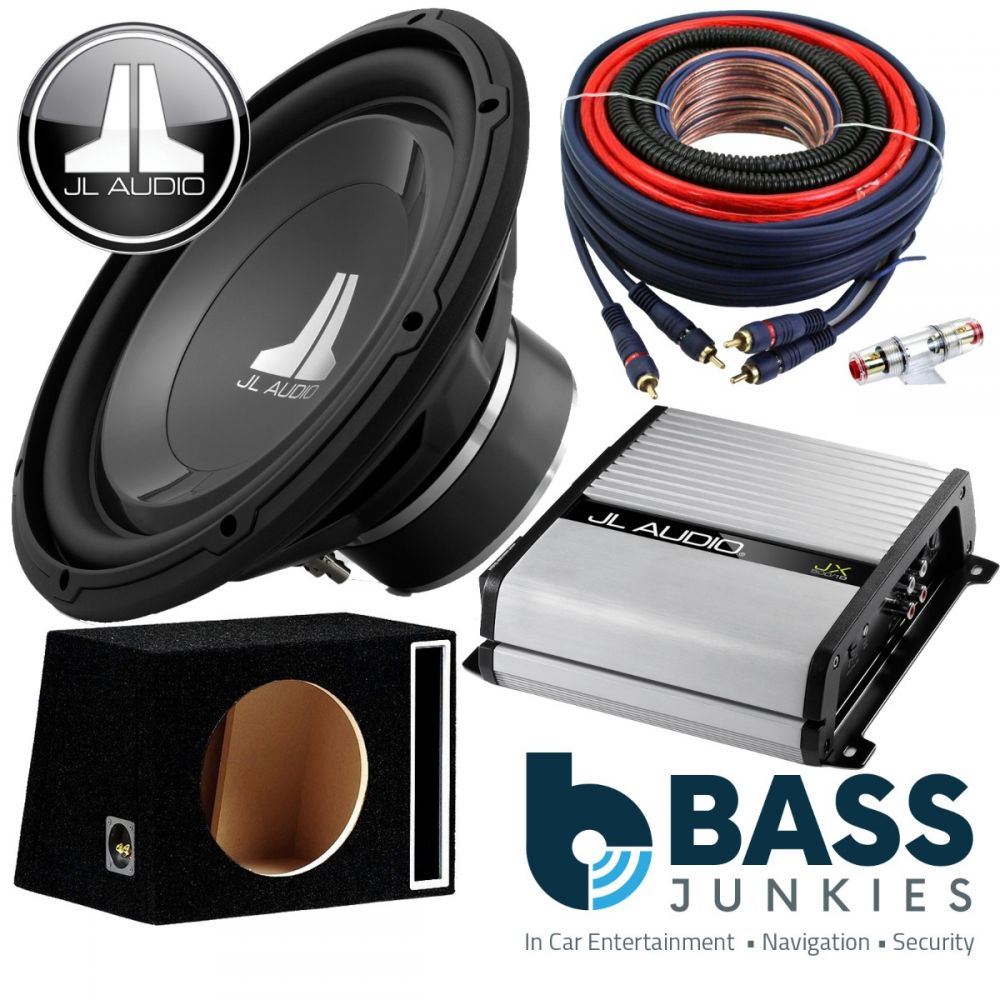 JL Audio 12W1V3-4 12" 300 Watts Car Subwoofer & JL Audio JX500/1D 500 Watts Monoblock Car Amplifier & Bass Box Kit