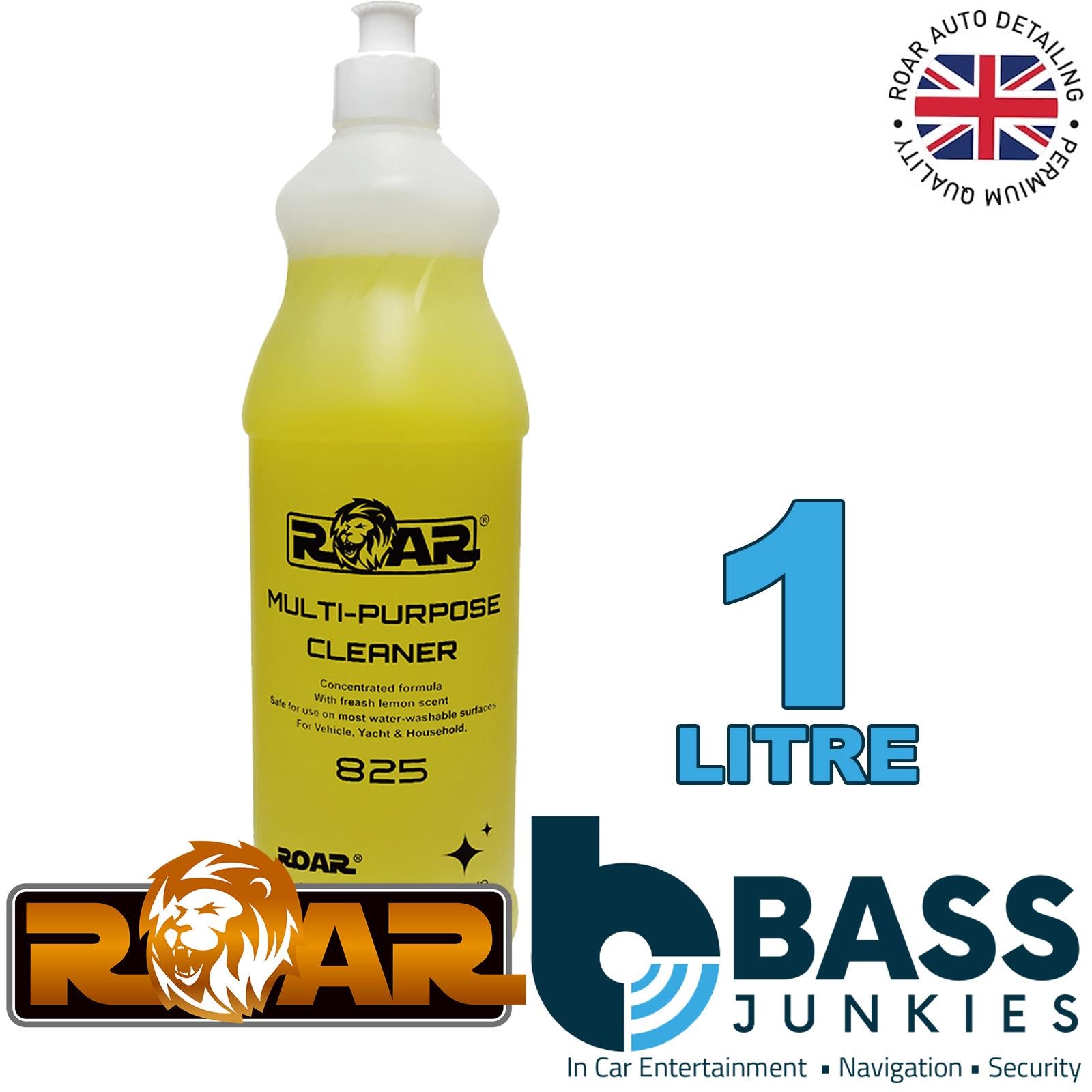 ROAR 825 Multi-Purpose Cleaner 1 litre Lemon Scented Safe on most washable surfaces Concentrated formula | With fresh lemon scent | Safe for use on most water-washable surfaces