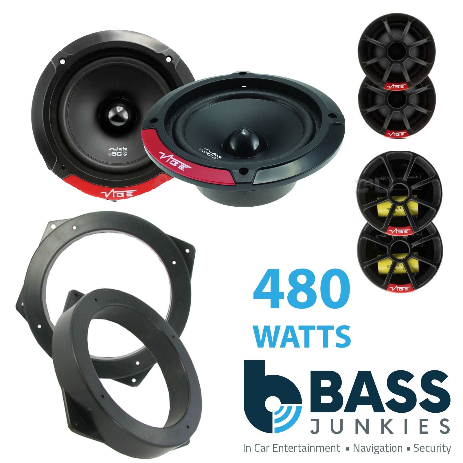 Vibe SLICK5C-V7 2-Way 130mm/13cm/5.25" Component Speakers (Per Pair 480 Watts) Fits BMW Mini 2001-06 | 3-Series 01-04