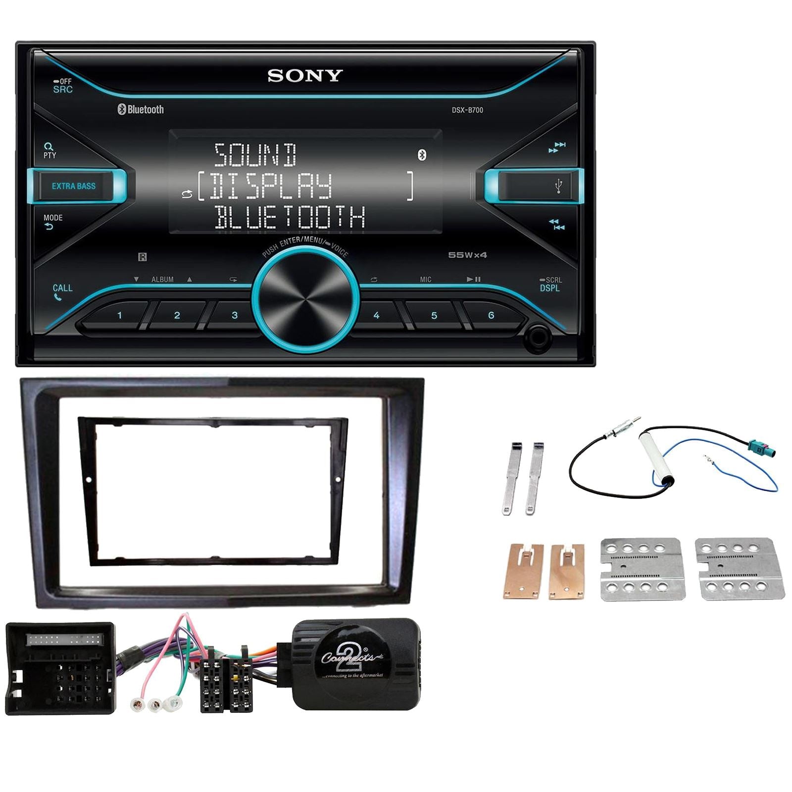 Sony DSX-B700 Bluetooth MP3 USB AUX 4 x 55W Double Din Car Stereo Radio Player + CTK Fitting Kit fits Vauxhall Zafira 2005-14