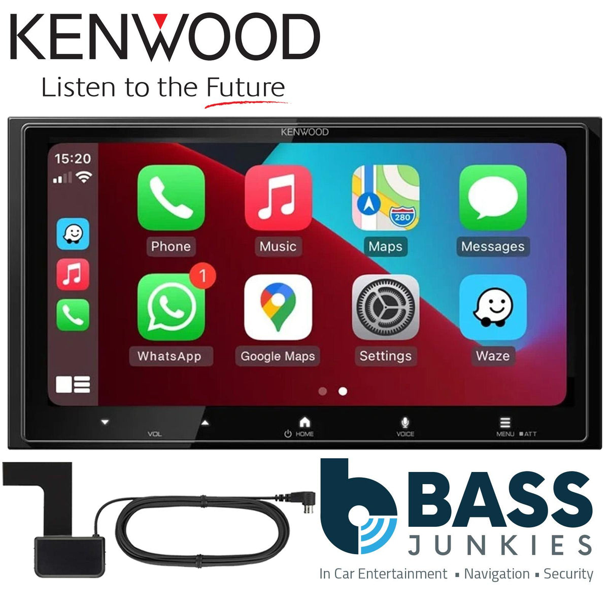 Kenwood DMX7525DABS - DAB+ Bluetooth Wireless CarPlay Android Auto & Aerial