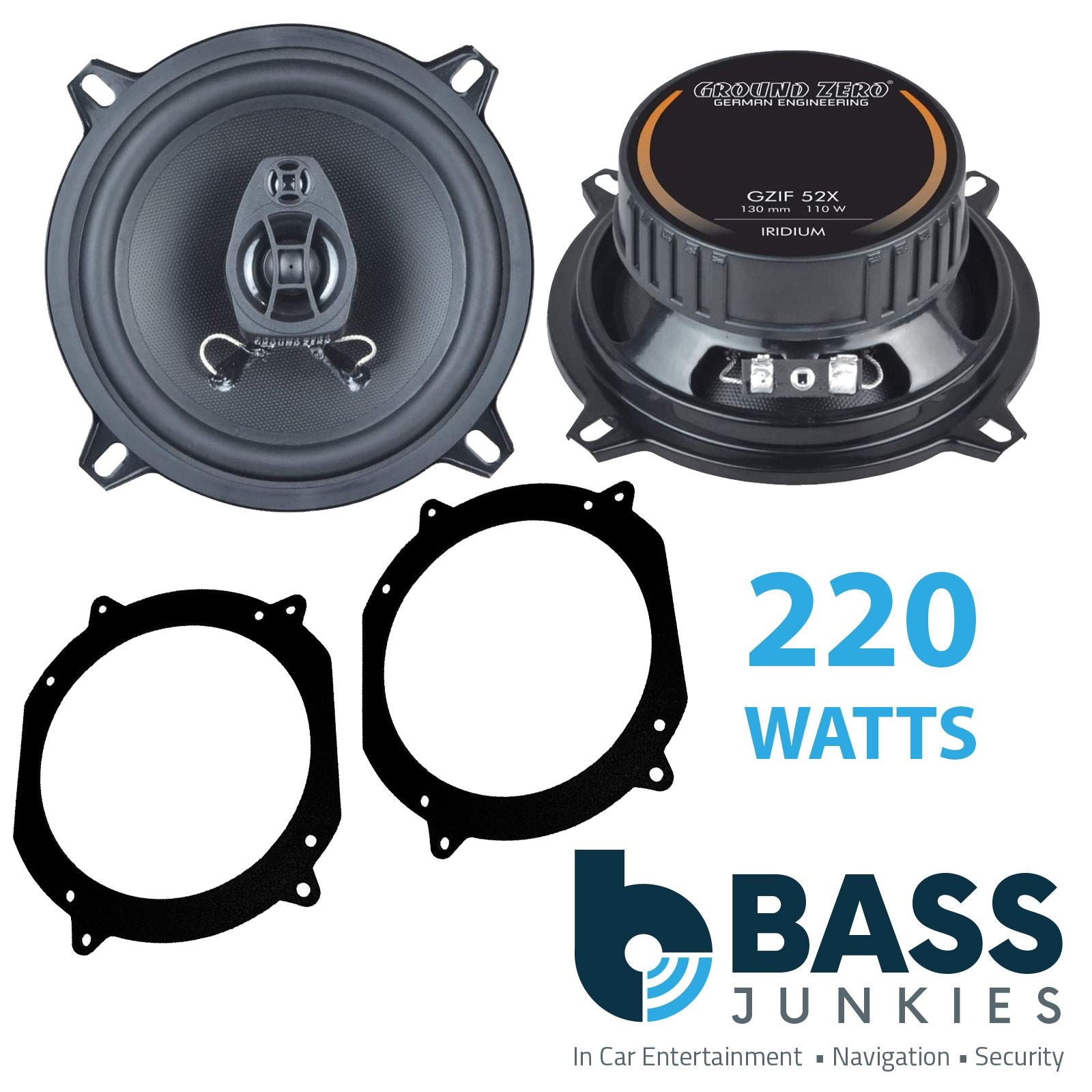 Ground Zero 2-Way 130mm/13cm/5.25" Car Coaxial Speakers (Pair Max 220 Watts) Fits Volvo 740 1984-92 | 760 82-90 | 940 90-98 | 960 90-96