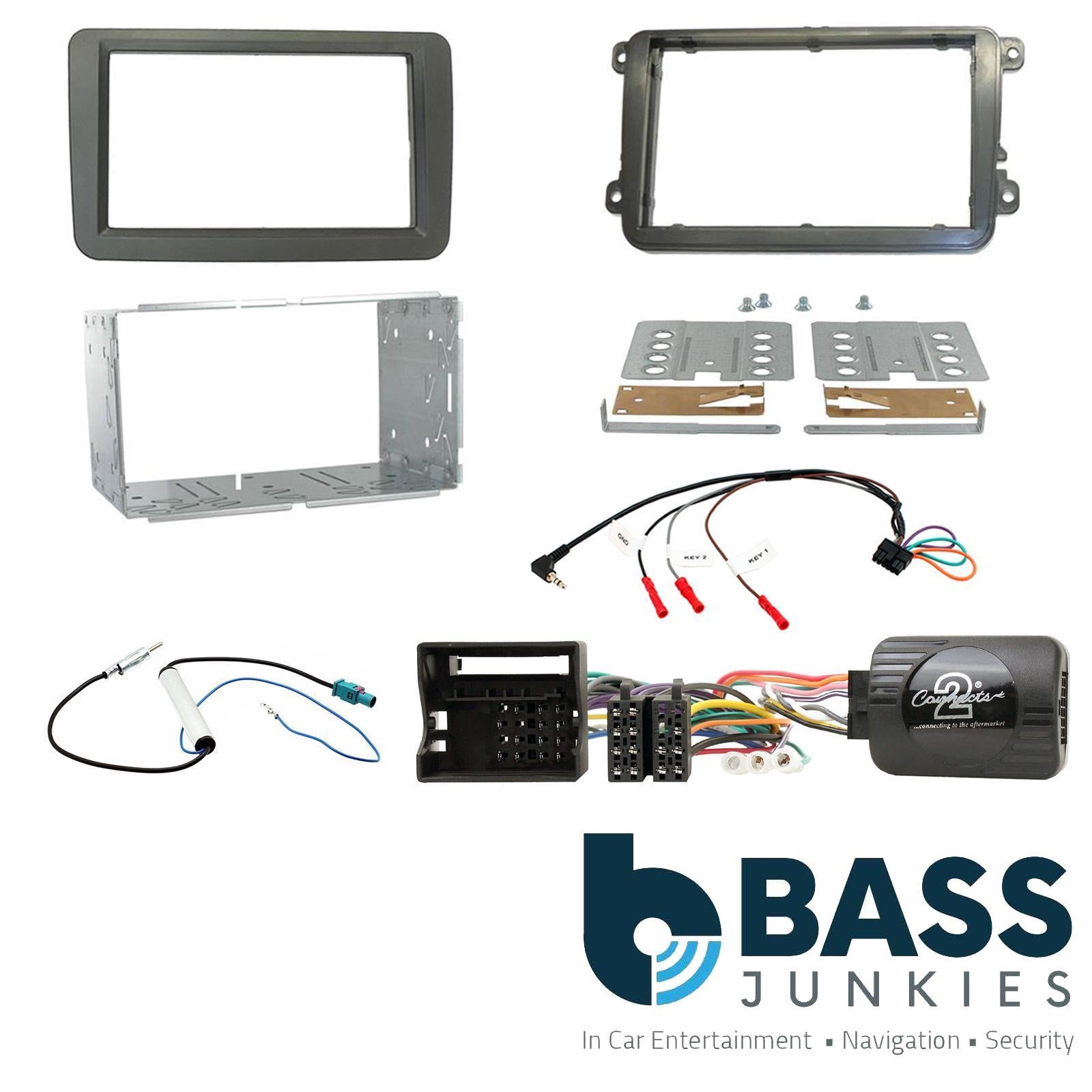 Connects2 CTKVW01 - VW Amarok Caddy Golf MK5 MK6 T5 T5.1 Passat Scirocco Car Stereo Double Din Flush Fit Fascia Panel Steering Wheel Interface & Aerial Complete Fitting Kit