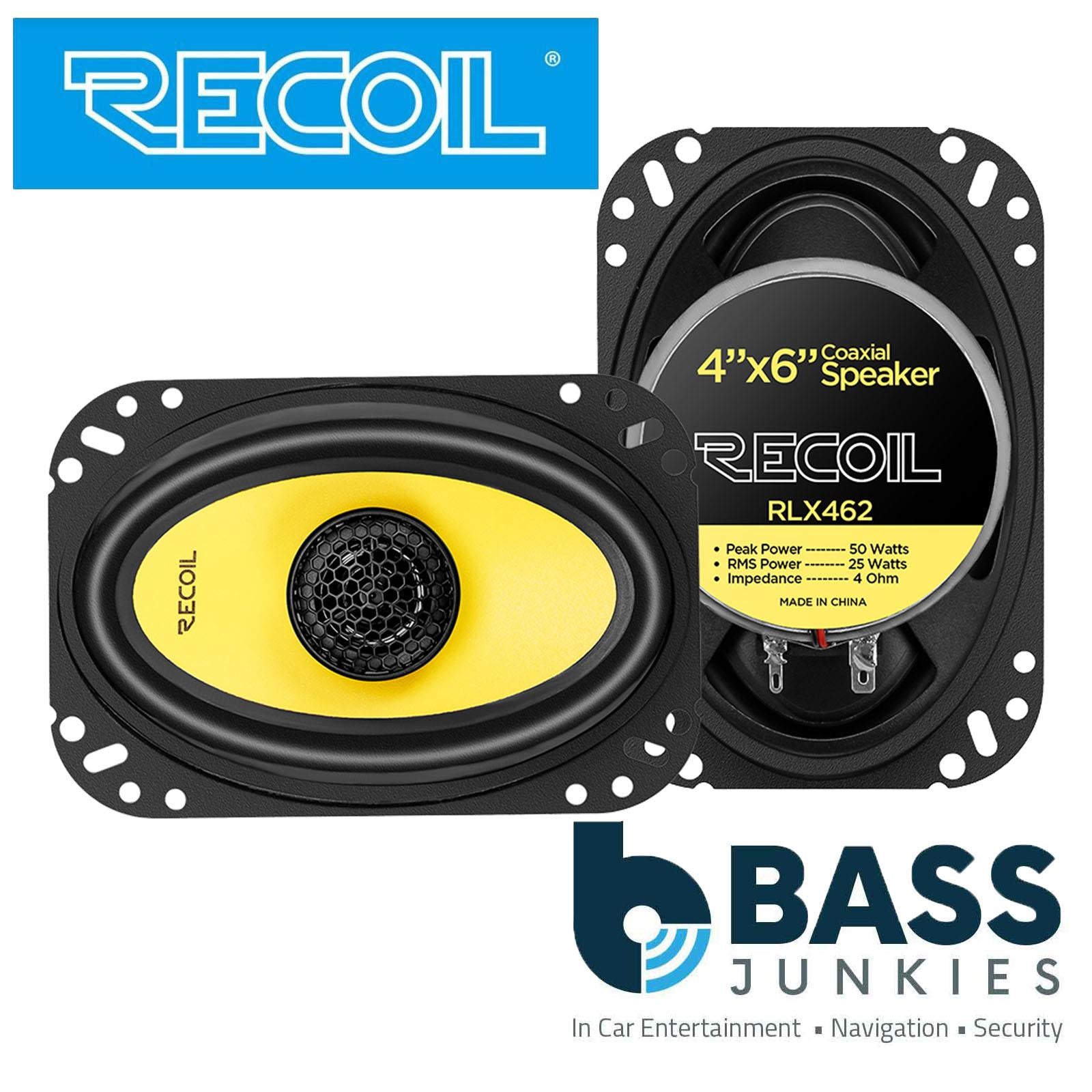Recoil RLX462 - 100 Watts 4x6" Inch 2 Way Coaxial Car Door Speakers Pair