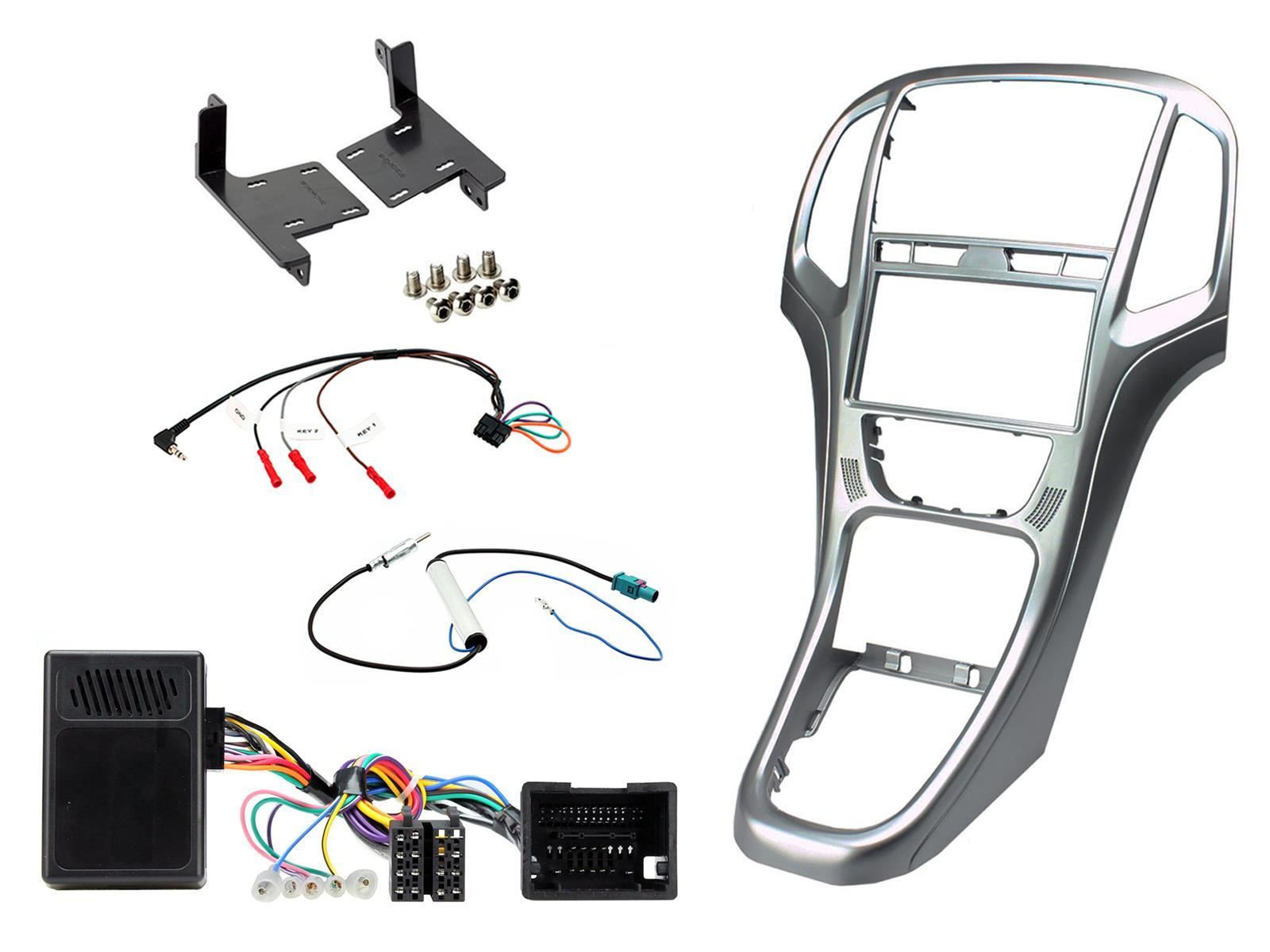 Connects2 CTKVX01 - Vauxhall Astra J 2010 - 2015 Titan Grey Finish Car Stereo Double Din Fascia Panel & Steering Wheel Interface Kit