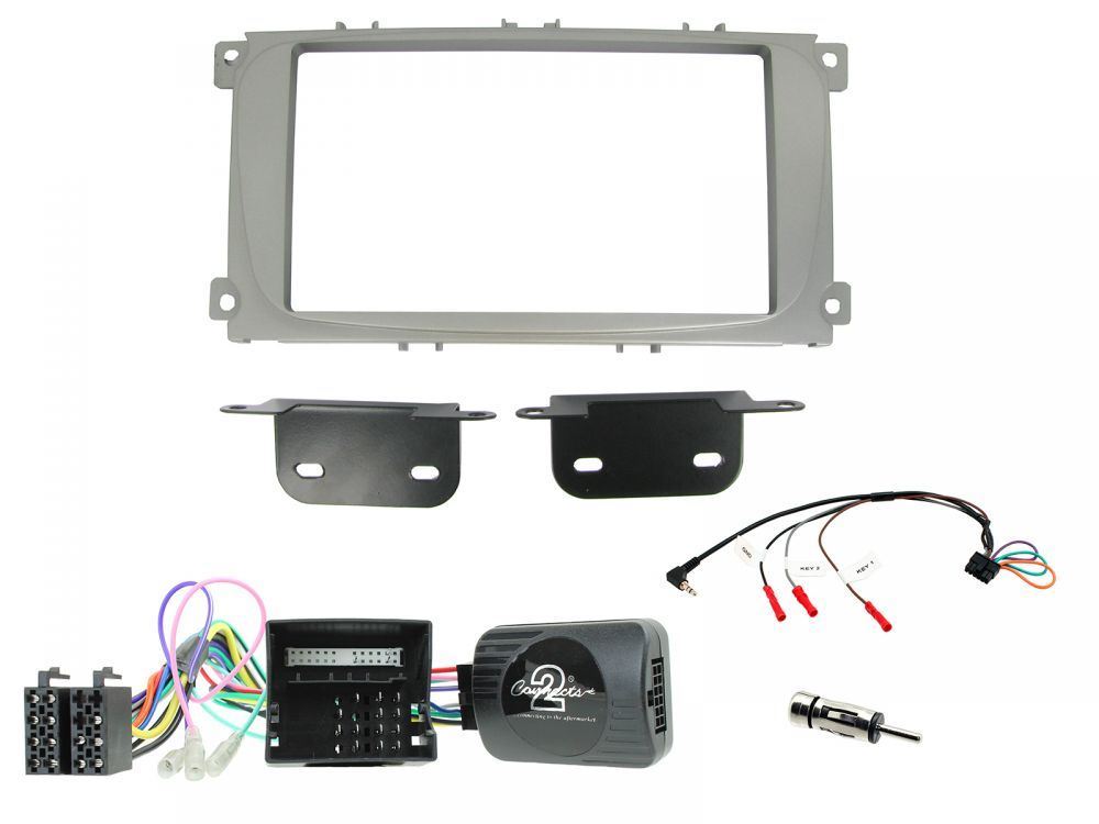 Connects 2 CTKFD25 - Ford Focus 2008 - 2011 Double Din Facia & Steering wheel Interface Fitting Installation Kit (Silver Facia Panel)