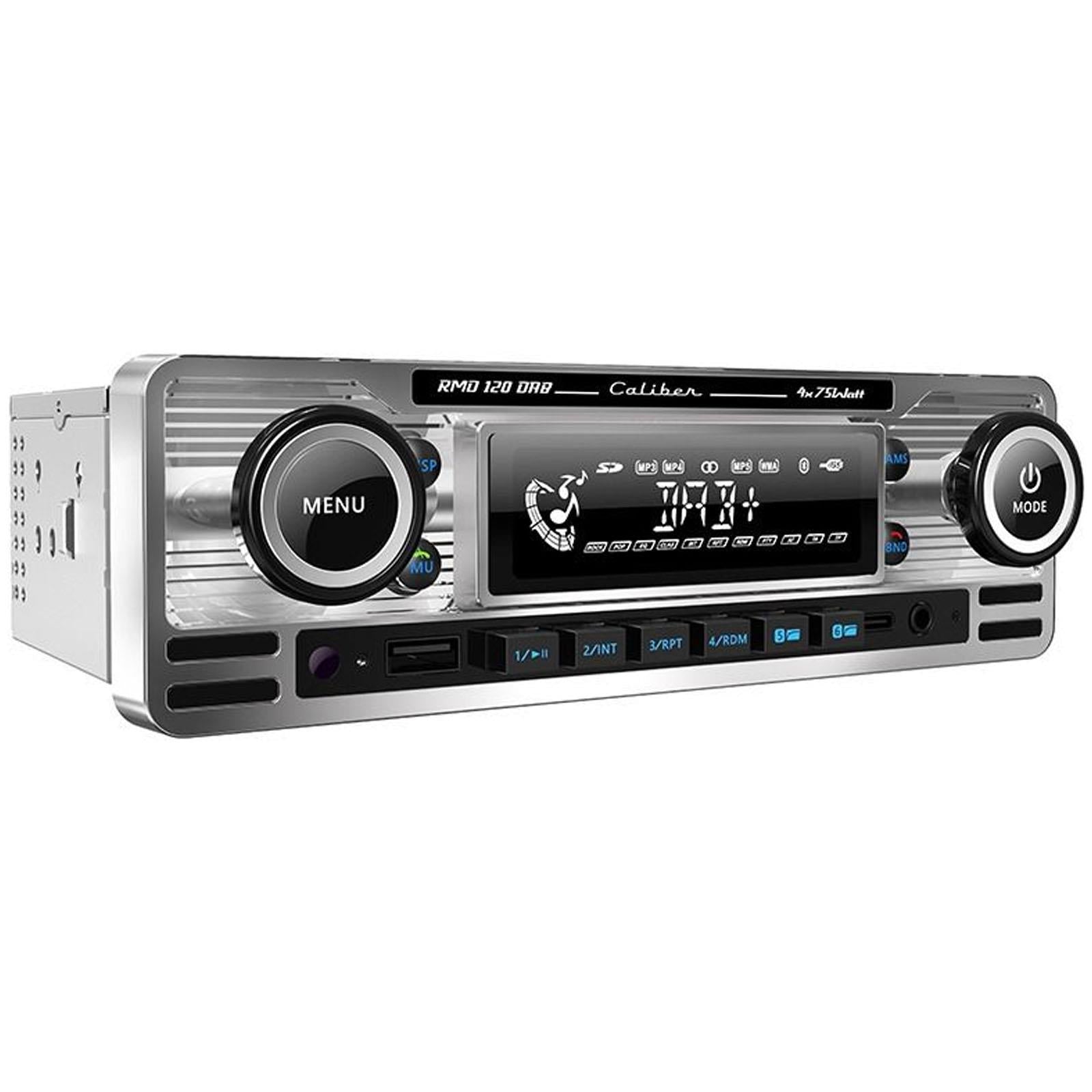 Caliber Retro DAB Bluetooth Car Stereo Radio Chrome USB-C Charging & FM