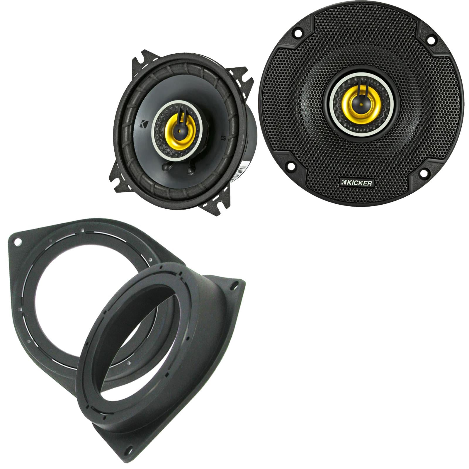 Kicker CSC44 100mm/10cm/4" 2-Way Coaxial Car speakers (Per Pair Max 300|100 watts RMS) Fits Fiat Qubo 2008-18 | 500 07-14 | Bravo 07-14 | Fiorino 08-21 | Punto 12-21 | Grande-Punto 05-09