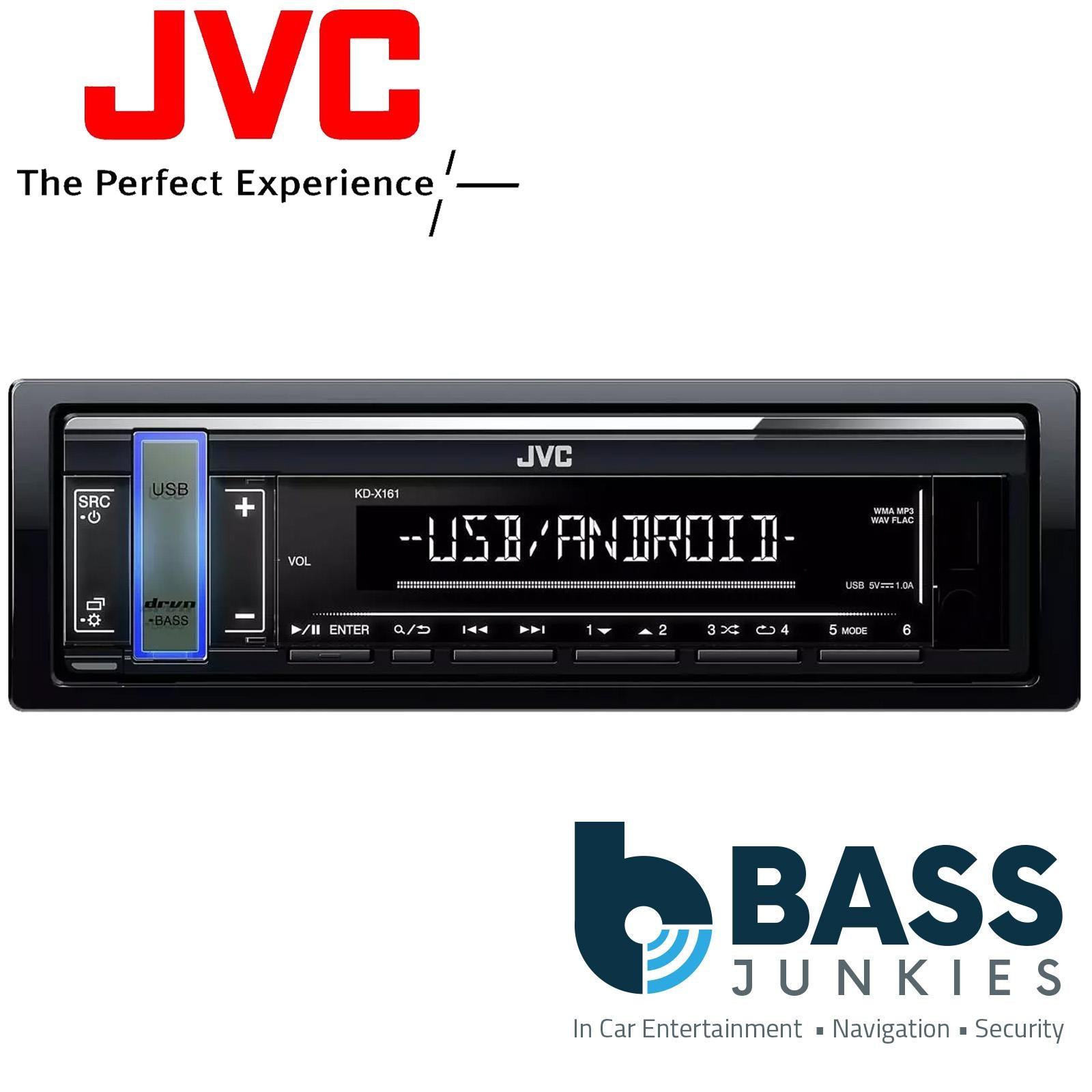 JVC KD-X161 Mechless Front USB AUX Car Stereo Face Off & Multi Colour Display