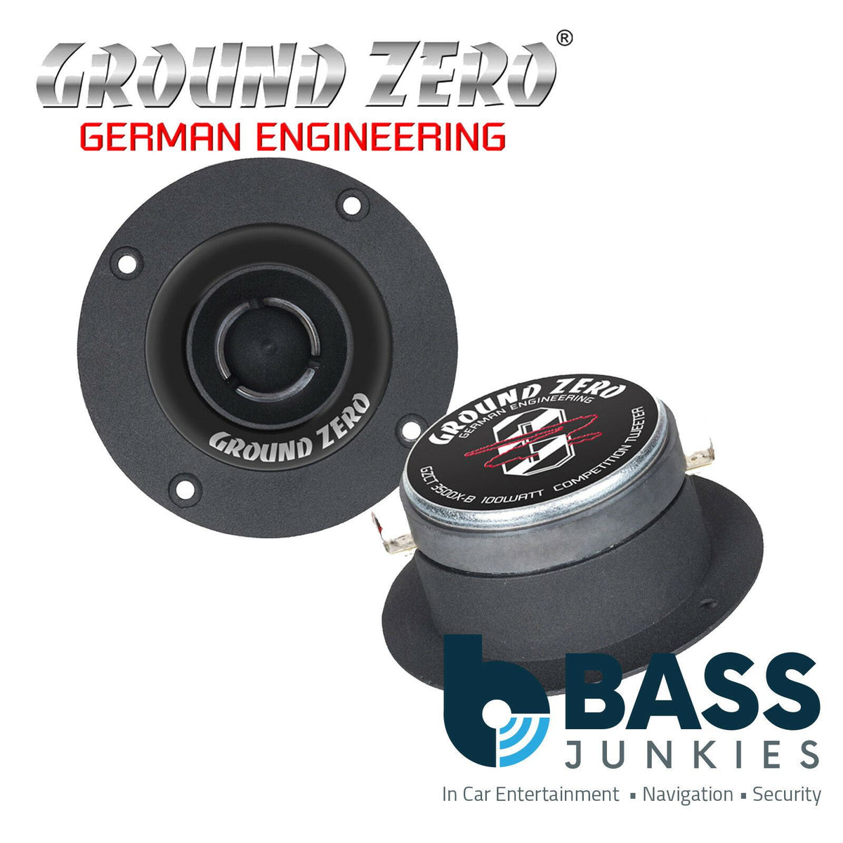 Ground Zero GZCT 3500X-B 4.02” Inch 10cm 100W 4-Ohm Compression Tweeter PAIR