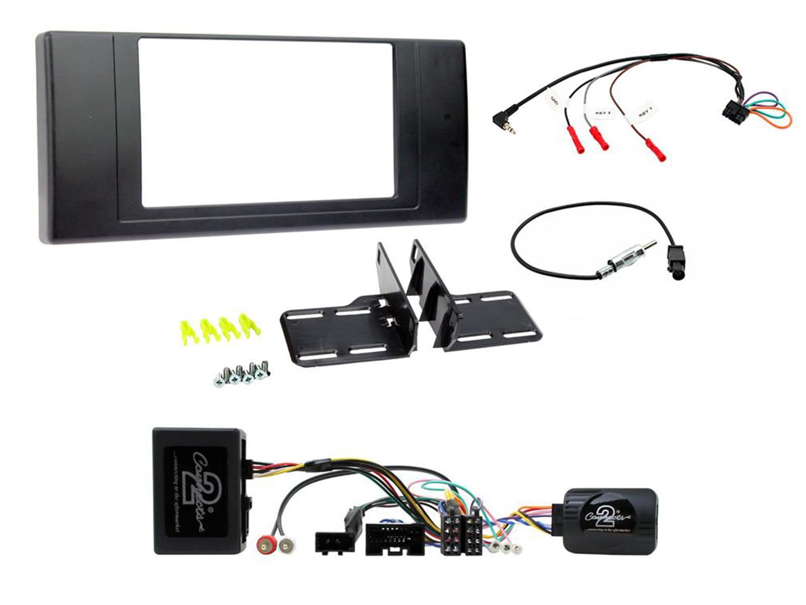 Double Din Stereo Fitting Kit + Steering Wheel Stalk Controls to fit Land Rover Range-Rover-Vogue 10-13