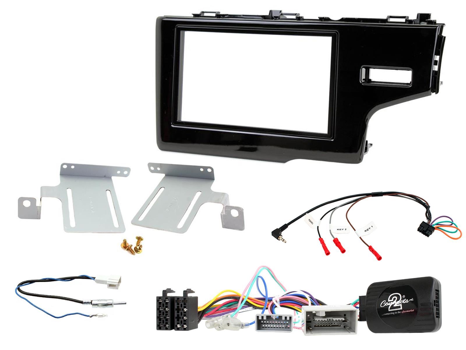 Double Din Stereo Fitting Kit + Steering Wheel Stalk Controls to fit Honda Fit 2014- | Honda Jazz 2014-