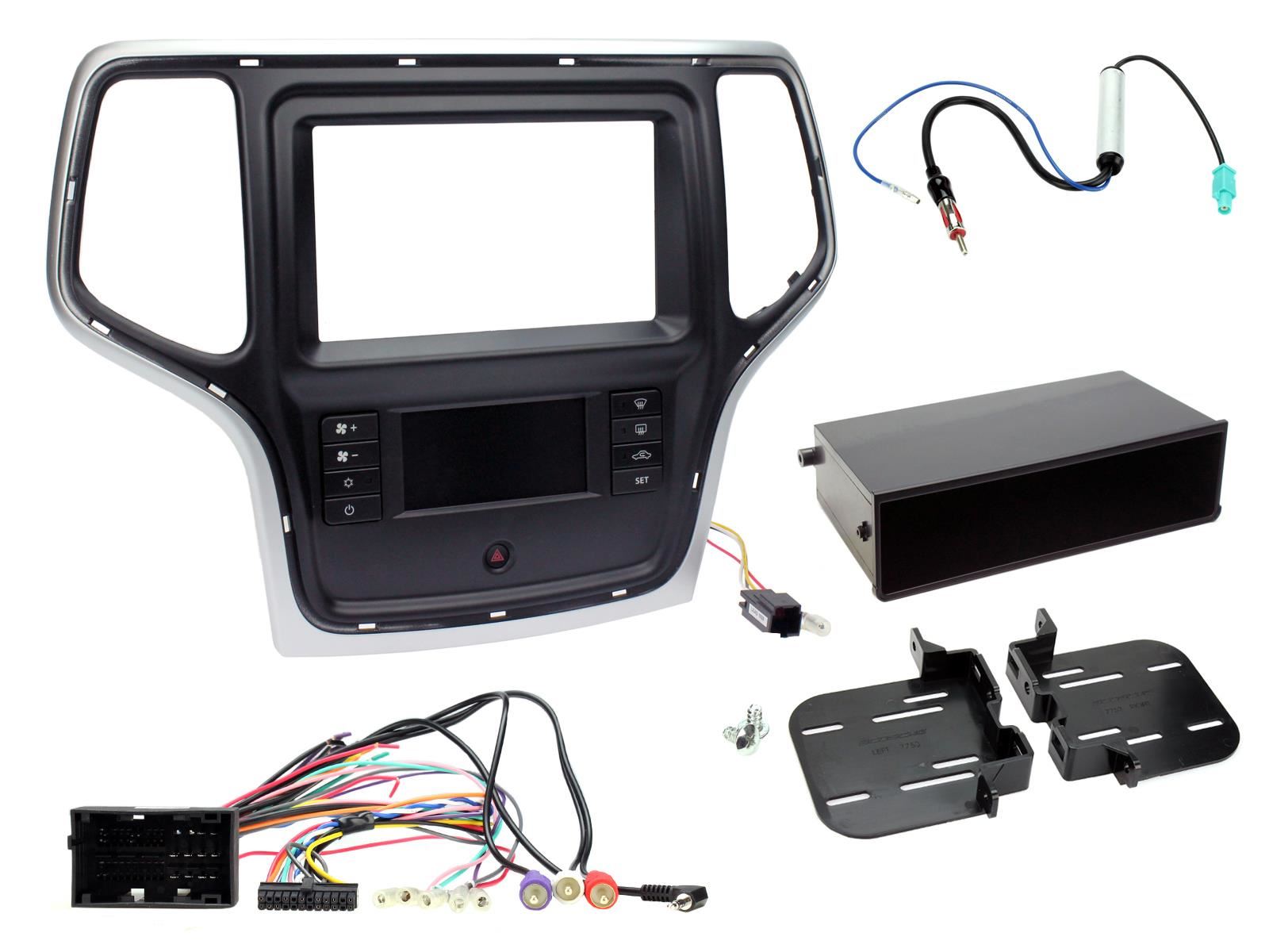 Double Din Stereo Fitting Kit + Steering Wheel Stalk Controls to fit Jeep Grand-Cherokee 14-21