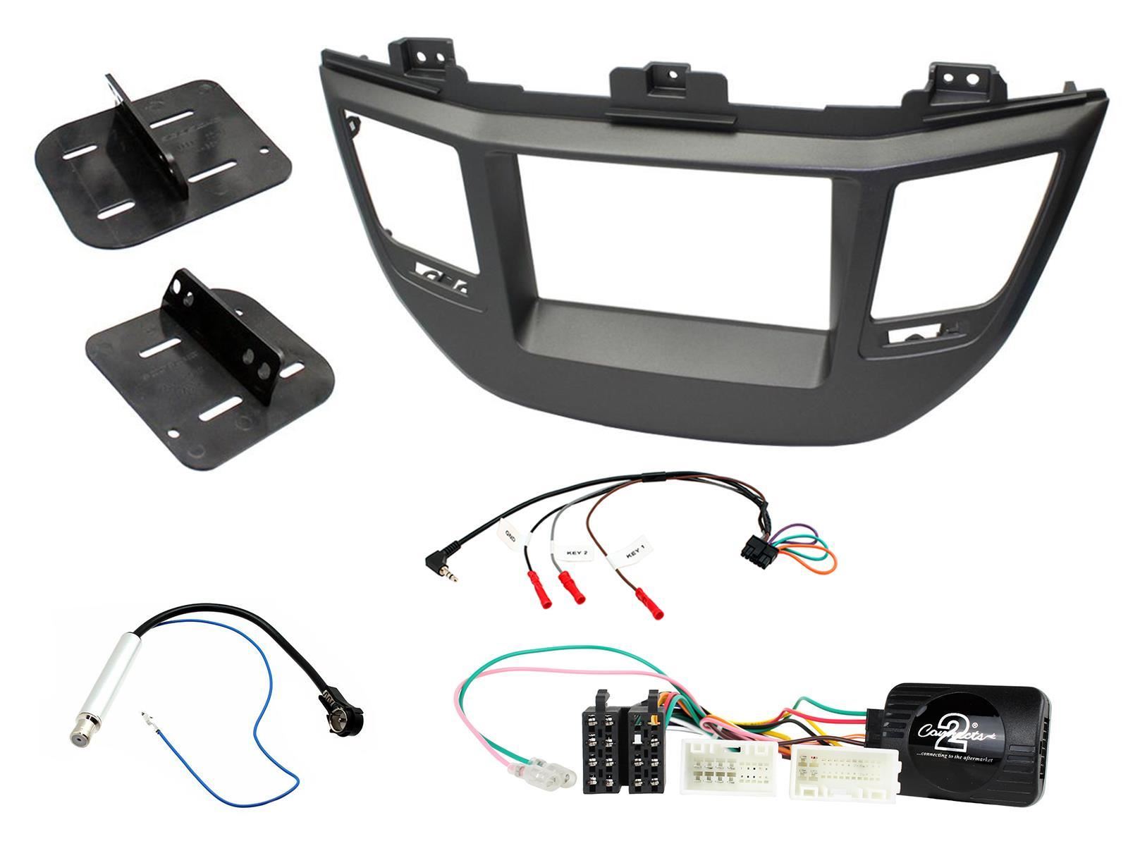 Connects2 Double Din Stereo fitting kit for LHD (left had drive) Hyundai Tucson 2015-2019 Vehicle Specific Stereo Screen Steering Controls Fitting Kit