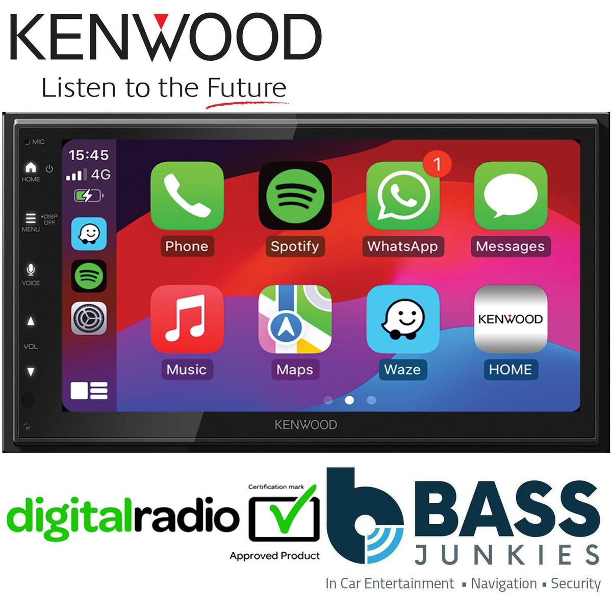 Kenwood DMX6523DABS 6.8" DAB+ Bluetooth Wireless CarPlay & Android Car Stereo