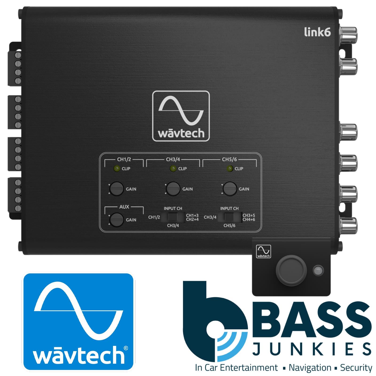 Wavtech Link6 6 Channel LOC Line Output Converter Aux In Signal Summing & Remote (6-Channel Summing Processor (6-in/6-out)) Independent CH5/6 Level | 2/4/6ch Input Select (Direct, Copy or Sum)