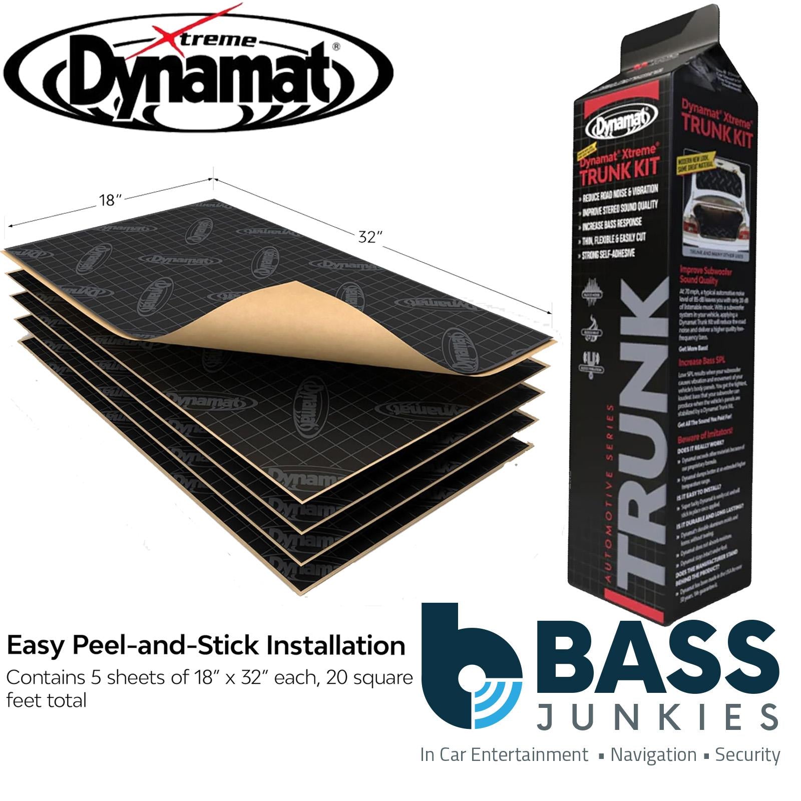 Dynamat DYN19405 - Xtreme Trunk Kit 20 sq.ft 18" x 32" x 5 Sheets Car Sound Deadening Mat