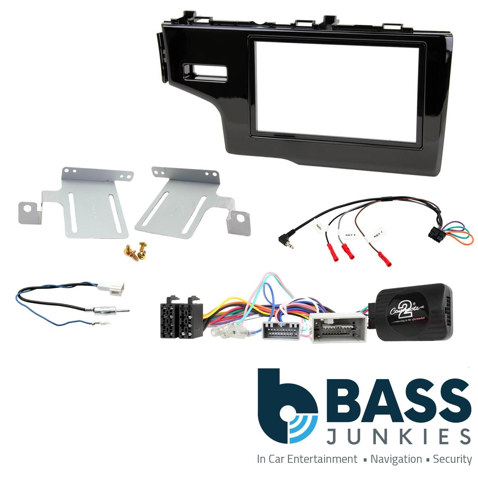 Double Din Stereo Fitting Kit + Steering Wheel Stalk Controls to fit Honda Fit 2014- | Honda Jazz 2014-