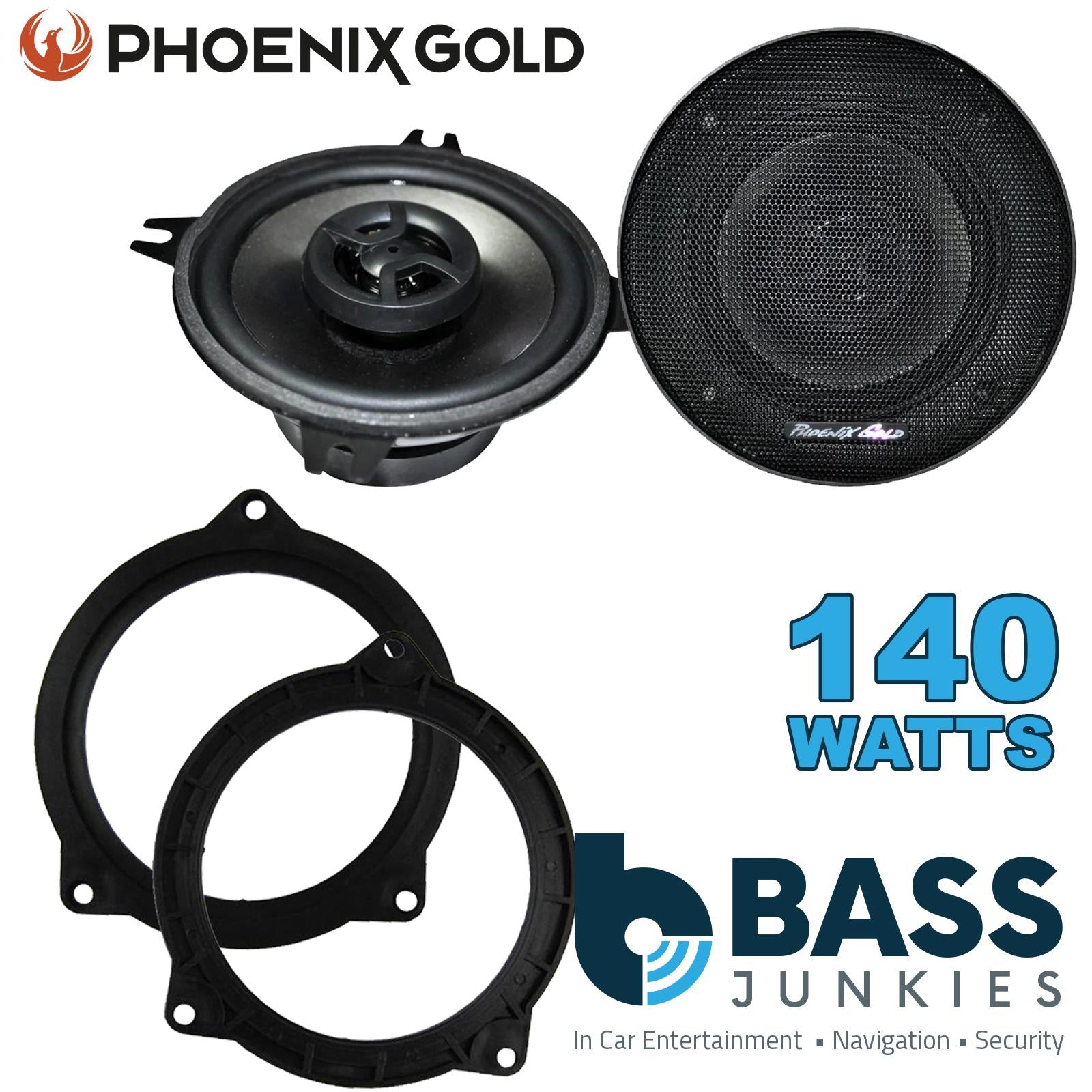 Phoenix Gold Z4CX 100mm/10cm/4" 2-Way Coaxial Car speakers (Per Pair Max 140|70 watts RMS) Fits BMW 5-Series 2011-17