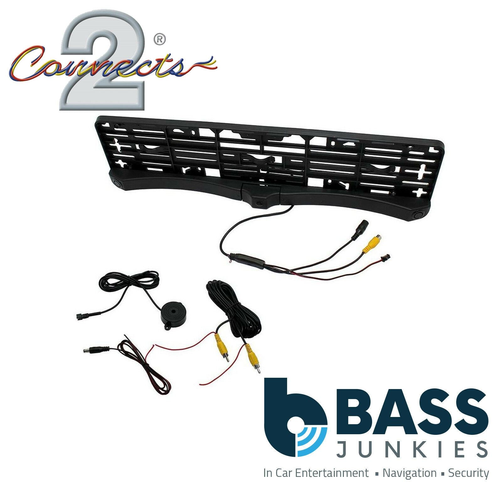 Connects2 CAM-NUMBERPLATE-PS - Universal Car Number Plate Holder with Reversing Camera & 2 Rear Parking Sensors